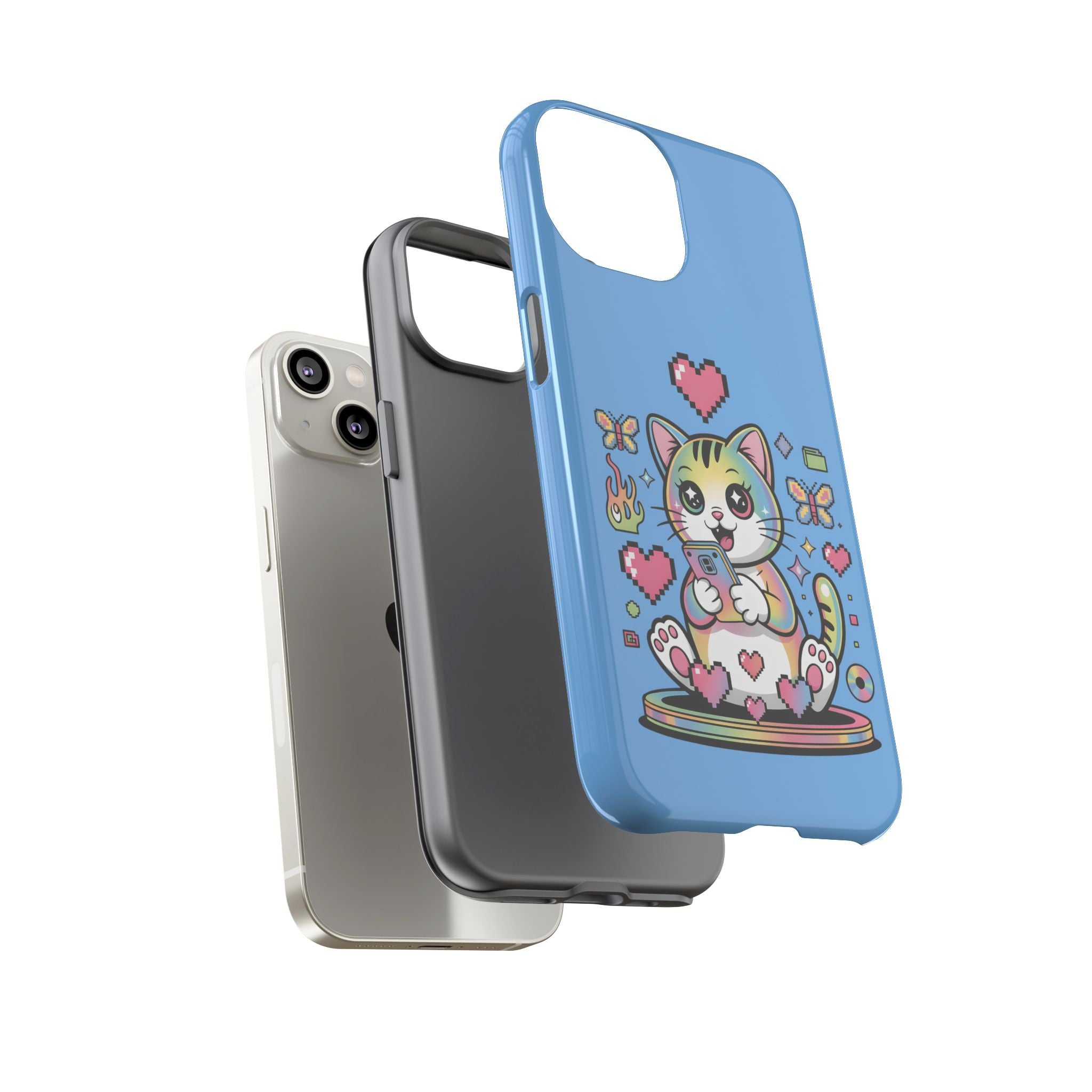 Kawaii Pixel Cat Hearts phone case | Tough Case iPhone 17, 16, 15, 14, 13, iPhone Pro 17, 16, 15, 14, 13, iPhone Pro Max 17, 16, 15, 14, 13