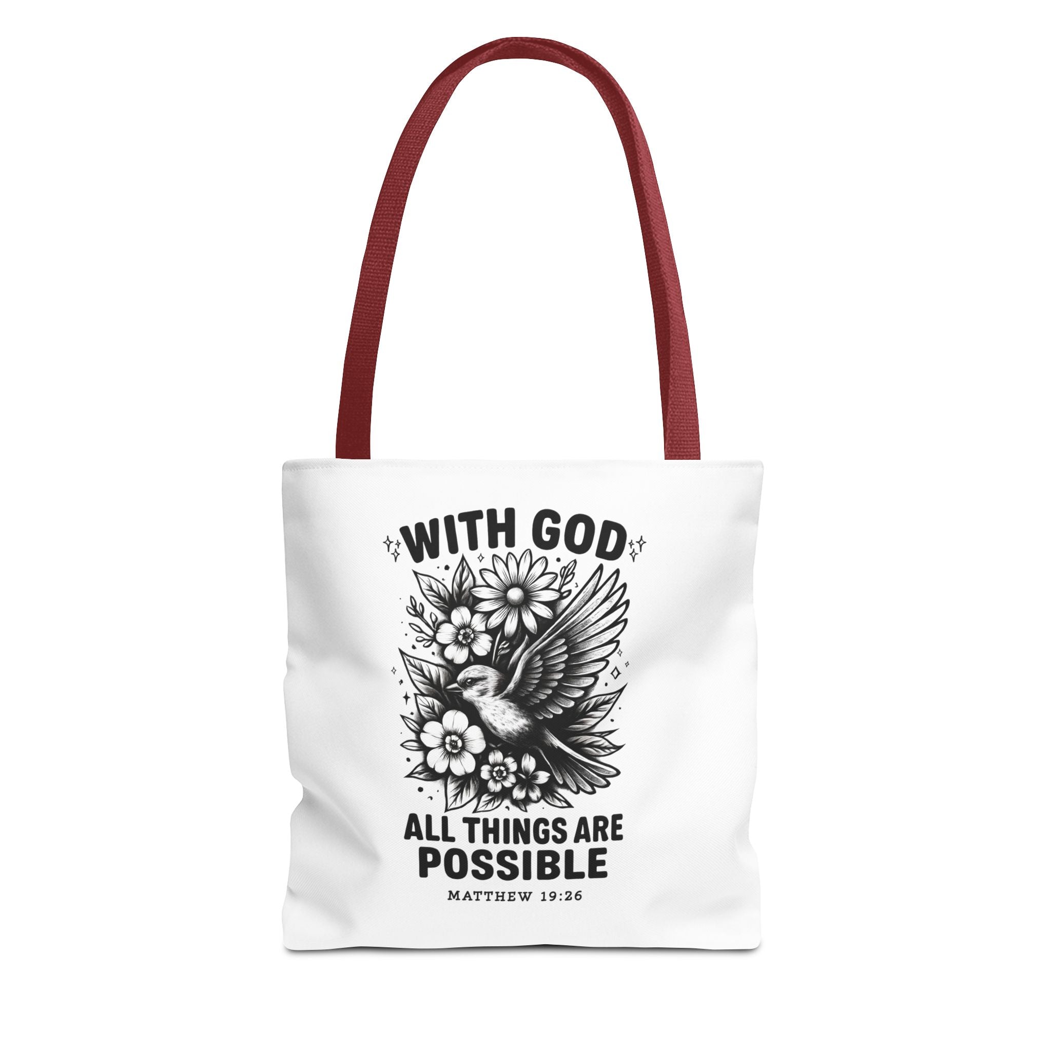 Matthew 19 26 Christian Tote Bag, Bible Verse Tote, Inspirational Tote Bag, Faith Tote, Scripture Tote, Gift for Believers