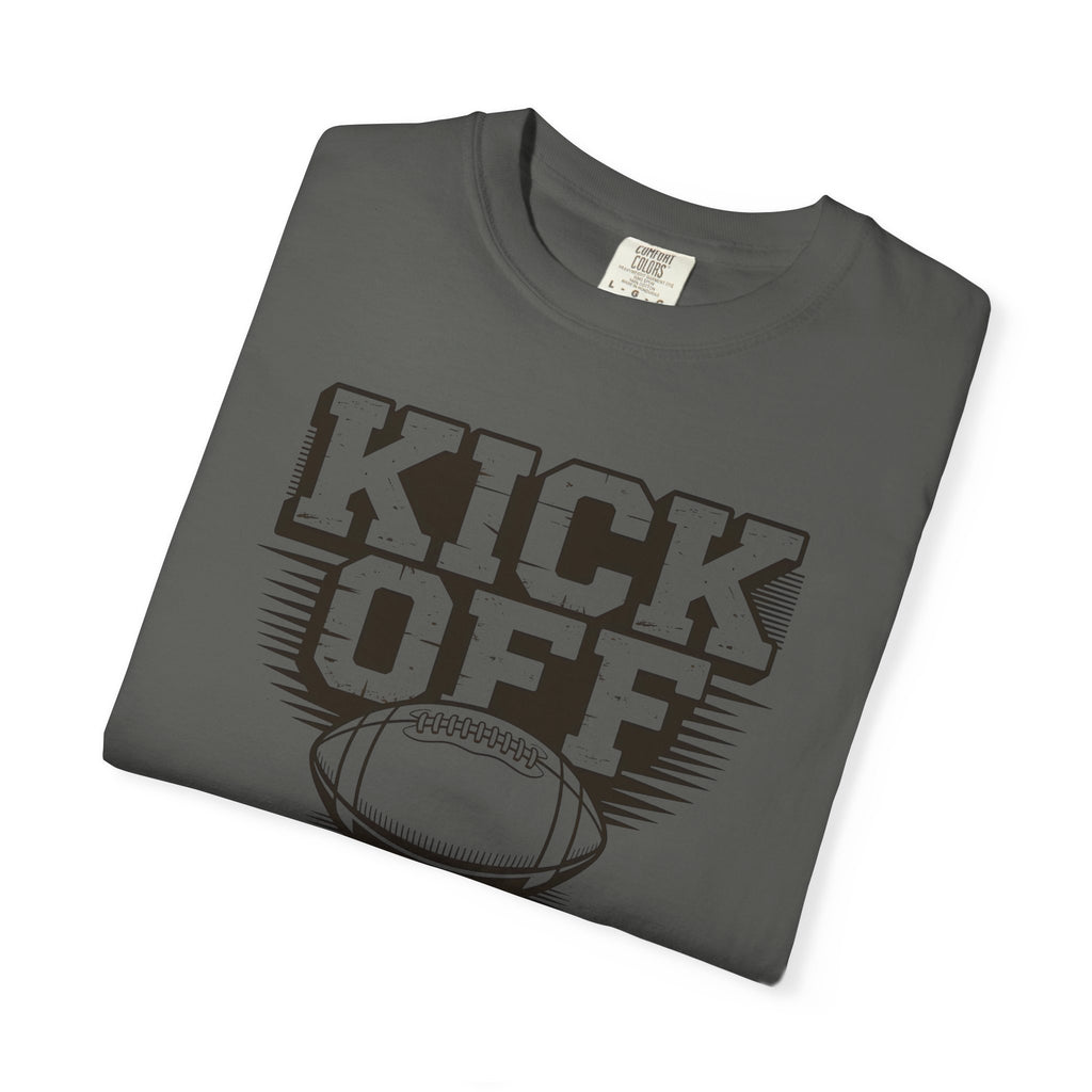Kick Off Unisex Garment-Dyed T-shirt for Sports Lovers, Football Fans, Casual Wear, Gift Idea, Game Day Apparel