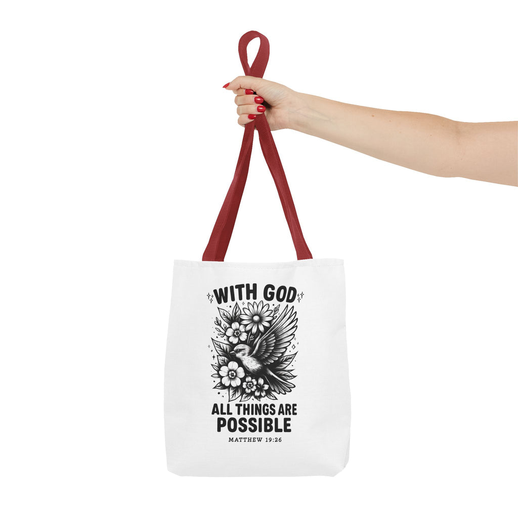 Matthew 19 26 Christian Tote Bag, Bible Verse Tote, Inspirational Tote Bag, Faith Tote, Scripture Tote, Gift for Believers
