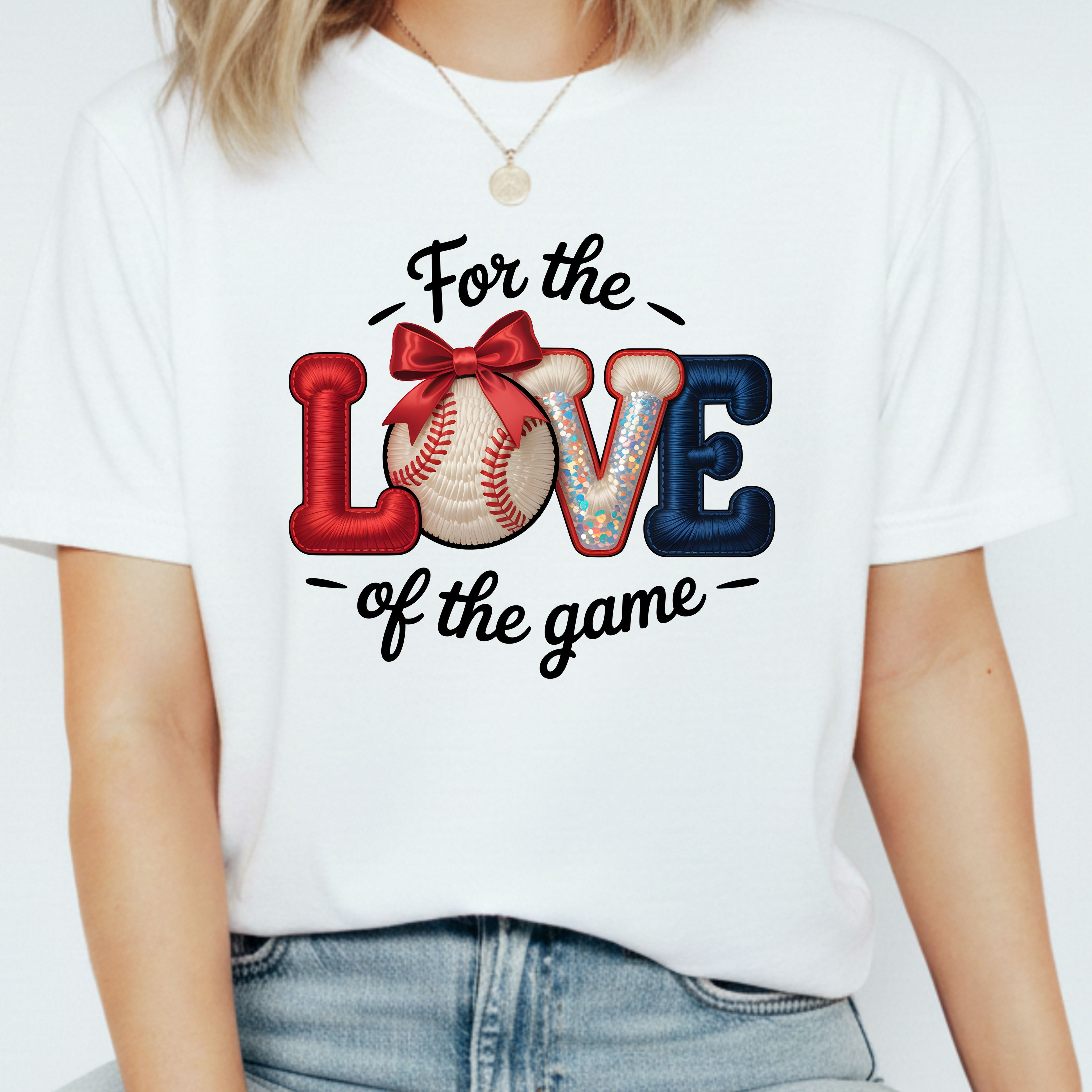 Faux Embroidered For the Love of the Game Baseball T-Shirt | Sports Tee