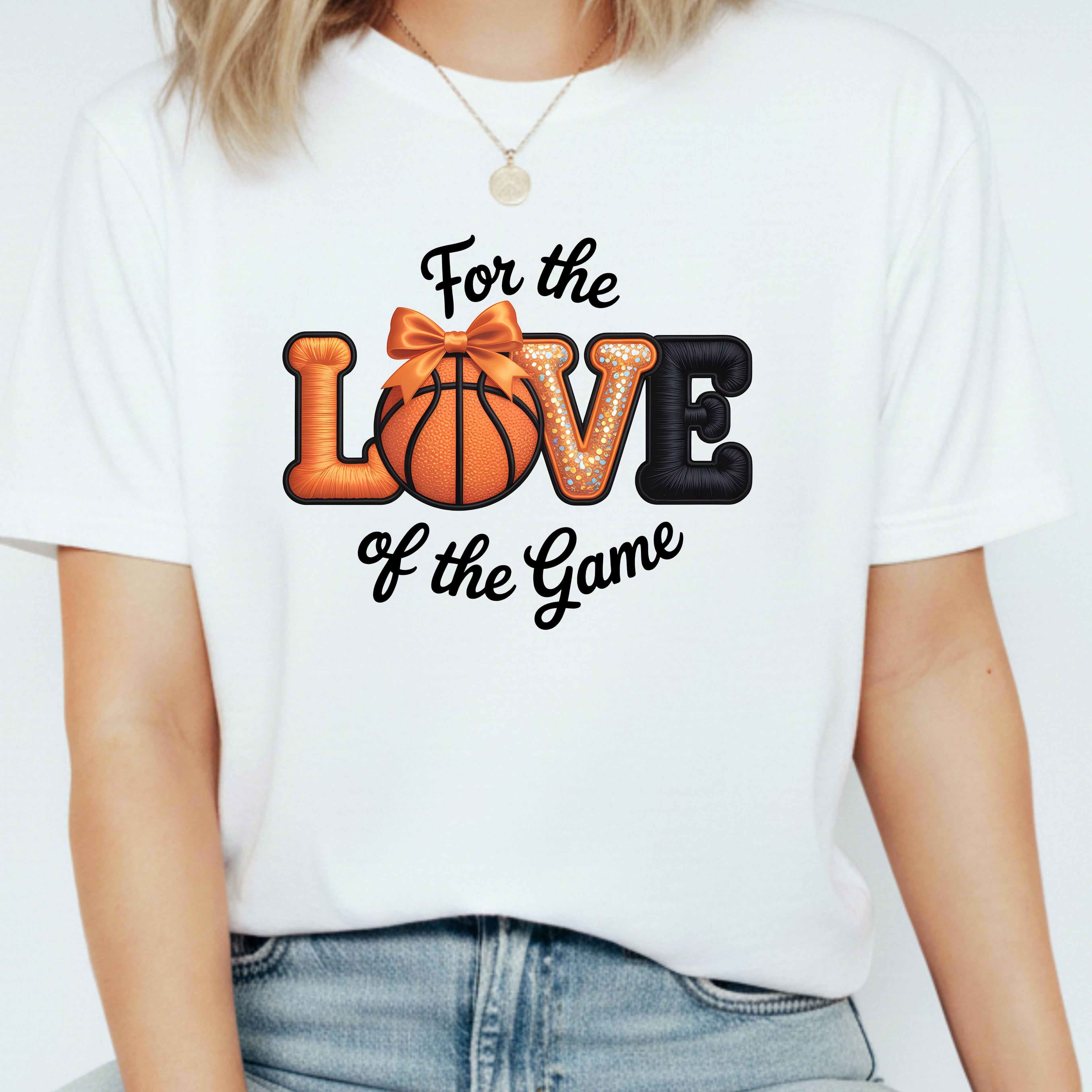 Faux Embroidered For the Love of the Game Basketball T-Shirt | Sports Tee