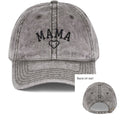 Embroidered Mama Heart Baseball Cap | Vintage Washed Hat with Outlined Heart On Back