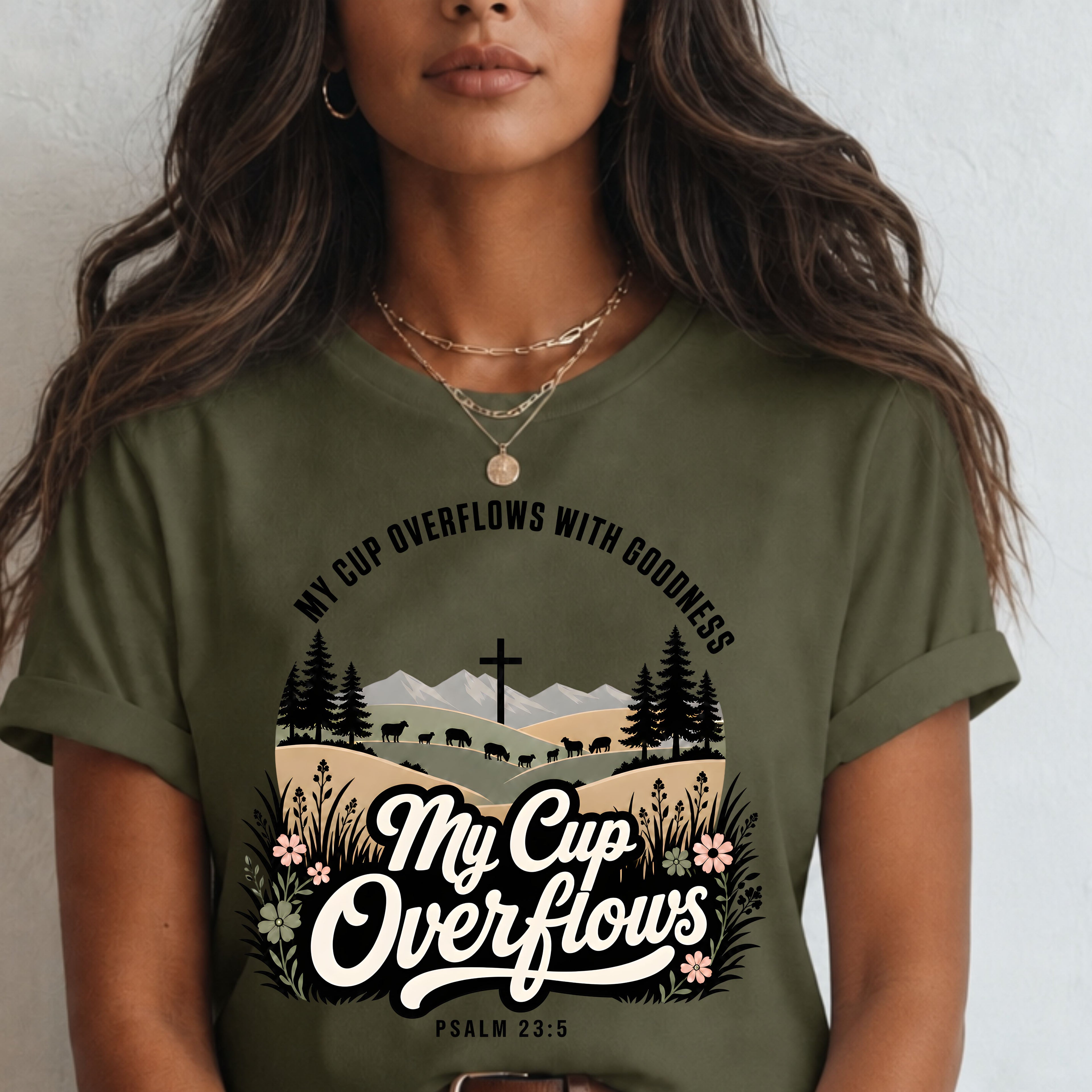 My Cup Overflows Christian shirt, Psalm 23:5 Scripture Tee