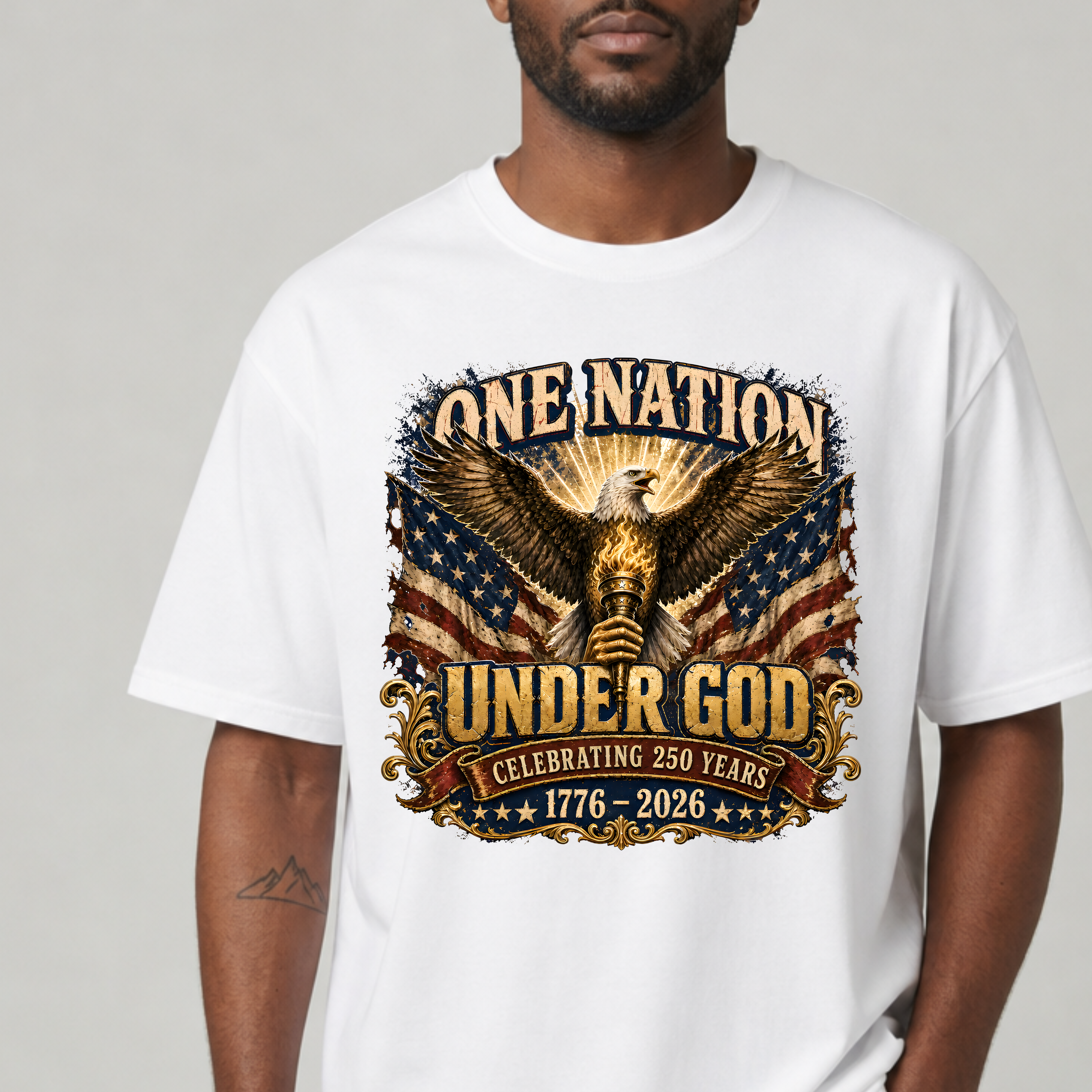 One Nation Under God T‑Shirt — Patriotic American Eagle 4th of July Tee