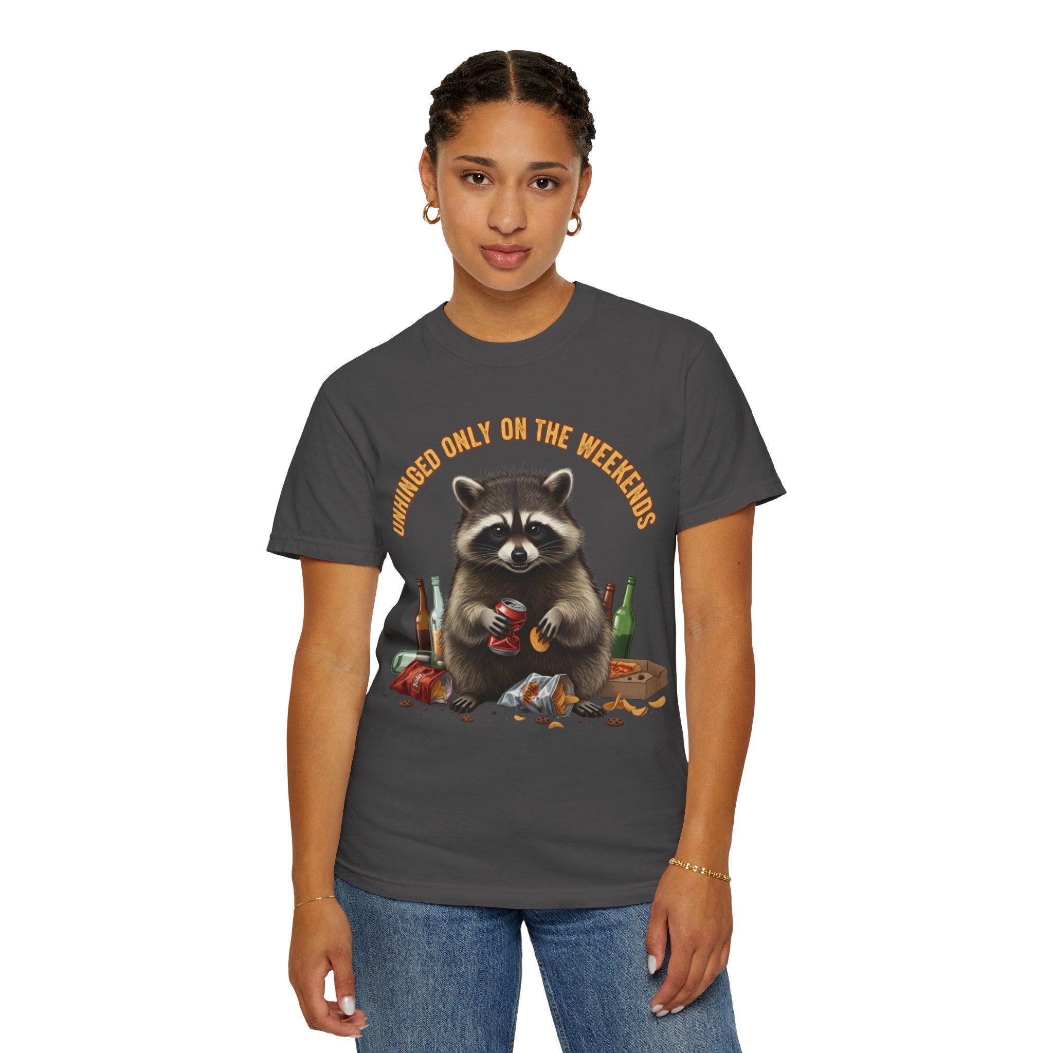 Raccoon Party T-Shirt|Comfort Colors 'Unhinged Only On The Weekends' Vintage Party Tee
