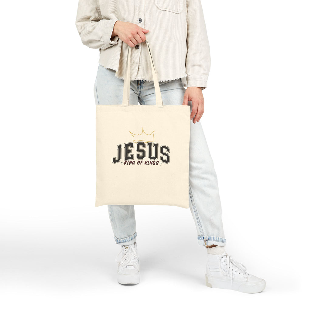 JESUS King of Kings Canvas Tote Bag, Church Tote, Gift for Christians, Eco-Friendly