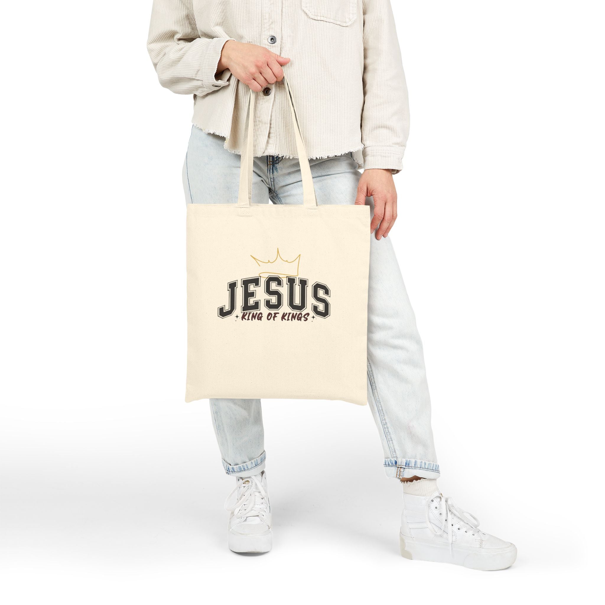 JESUS King of Kings Canvas Tote Bag, Church Tote, Gift for Christians, Eco-Friendly