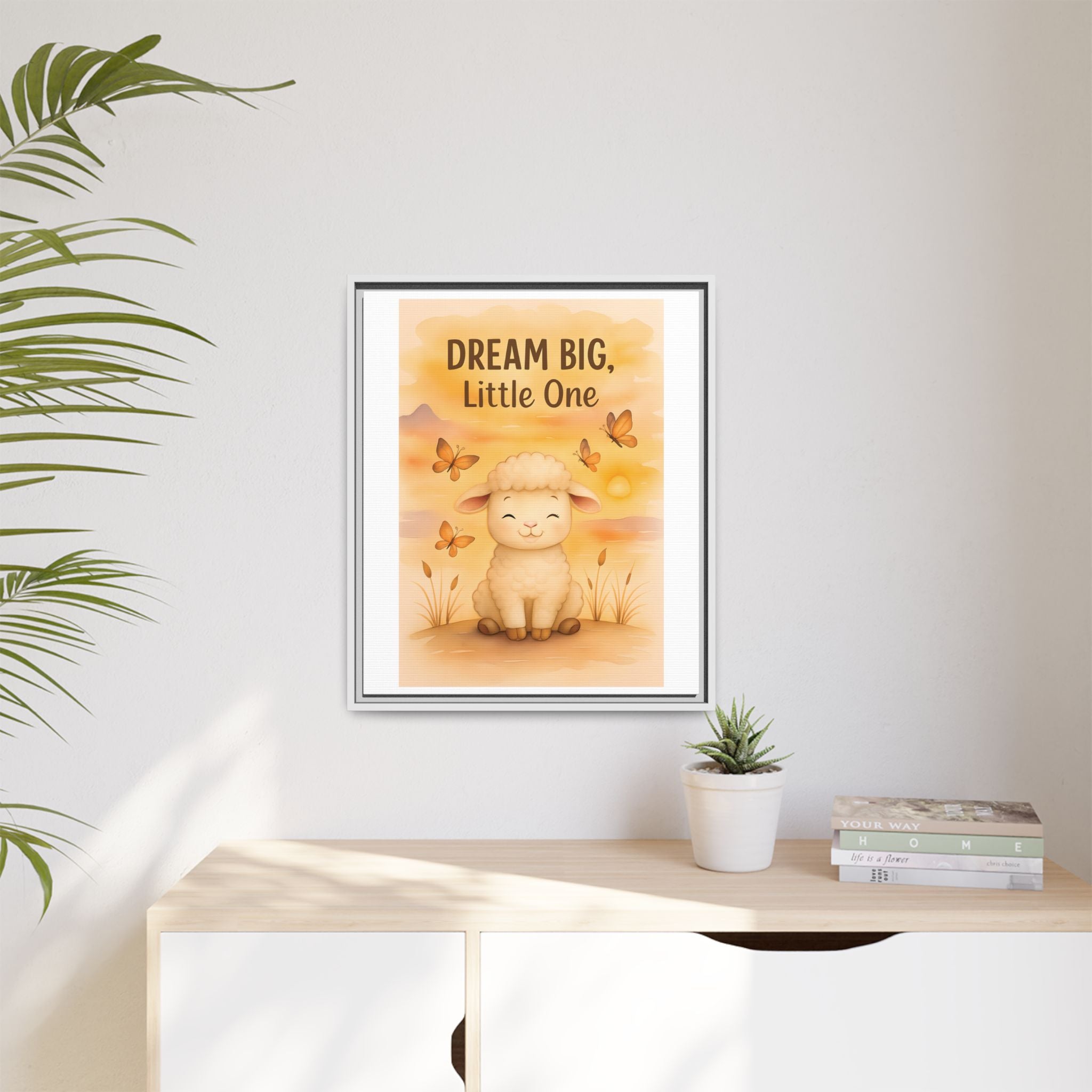 Framed Baby Sheep Nursery Wall Art, AI Generated, Sheep Décor, 'Dream Big, Little One' Animal Nursery Art, Cute Farm Theme, Baby Room Décor, Nursery Gift