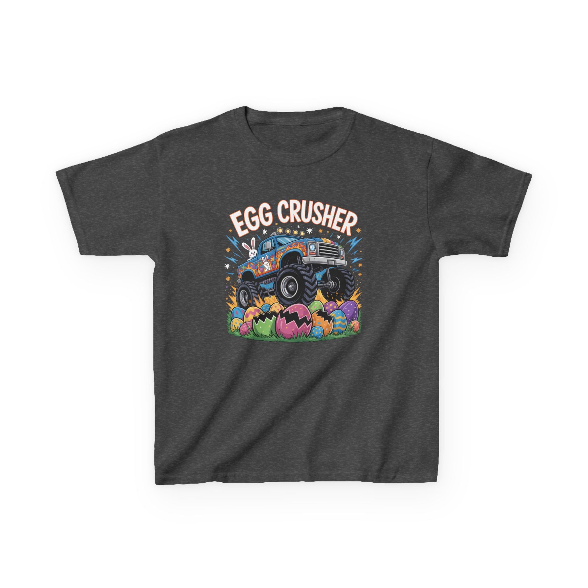 Egg Crusher Kids T-Shirt — Monster Truck Easter Tee for Boys & Girls