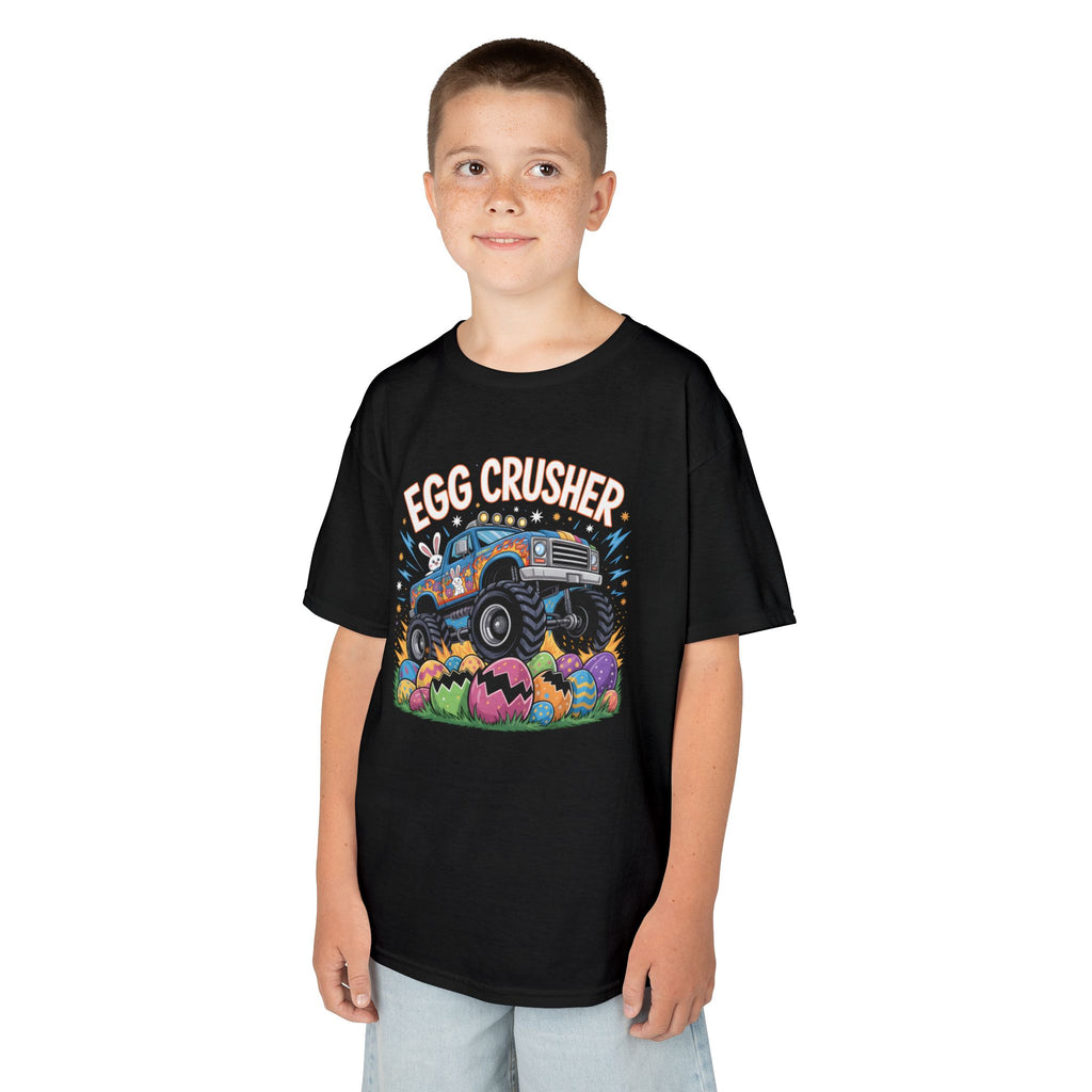 Egg Crusher Kids T-Shirt — Monster Truck Easter Tee for Boys & Girls