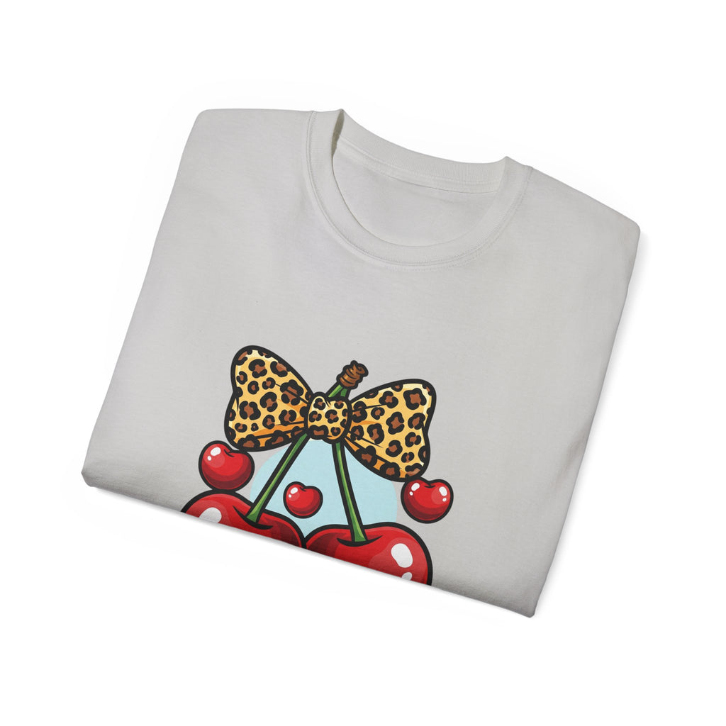 Cute Cherry Print Ultra Cotton Tee, Casual Summer Shirt, Gift for Her, Fruit Graphic Tee, Trendy Clothing
