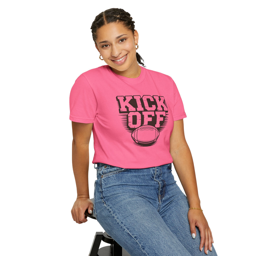 Kick Off Unisex Garment-Dyed T-shirt for Sports Lovers, Football Fans, Casual Wear, Gift Idea, Game Day Apparel
