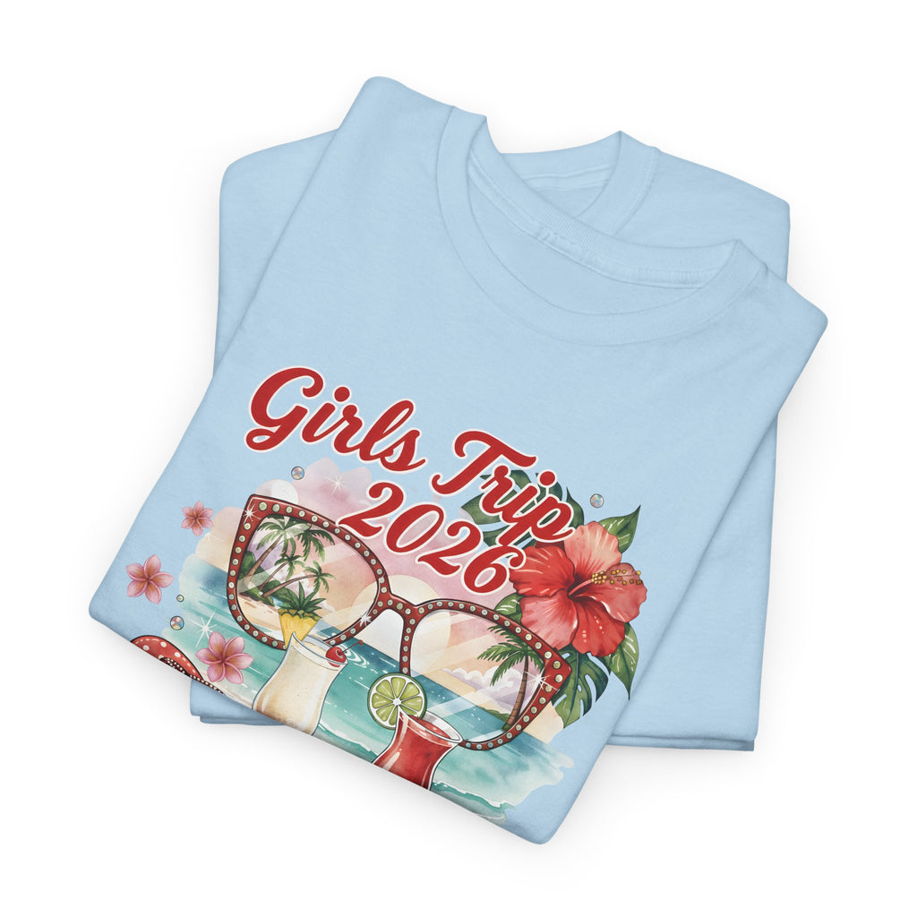 Girls Trip 2026 T-Shirt | Tropical Hibiscus Beach Design Shirt