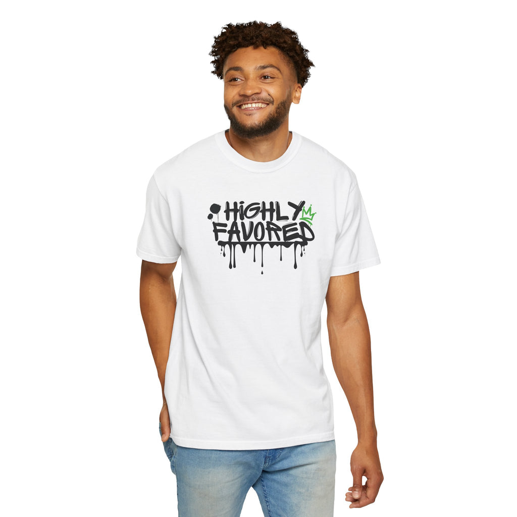 I'M Highly Favored Unisex T-Shirt, Casual Streetwear Tee, Graffiti Art Shirt, Gift for Artists, Motivational Graphic Tee