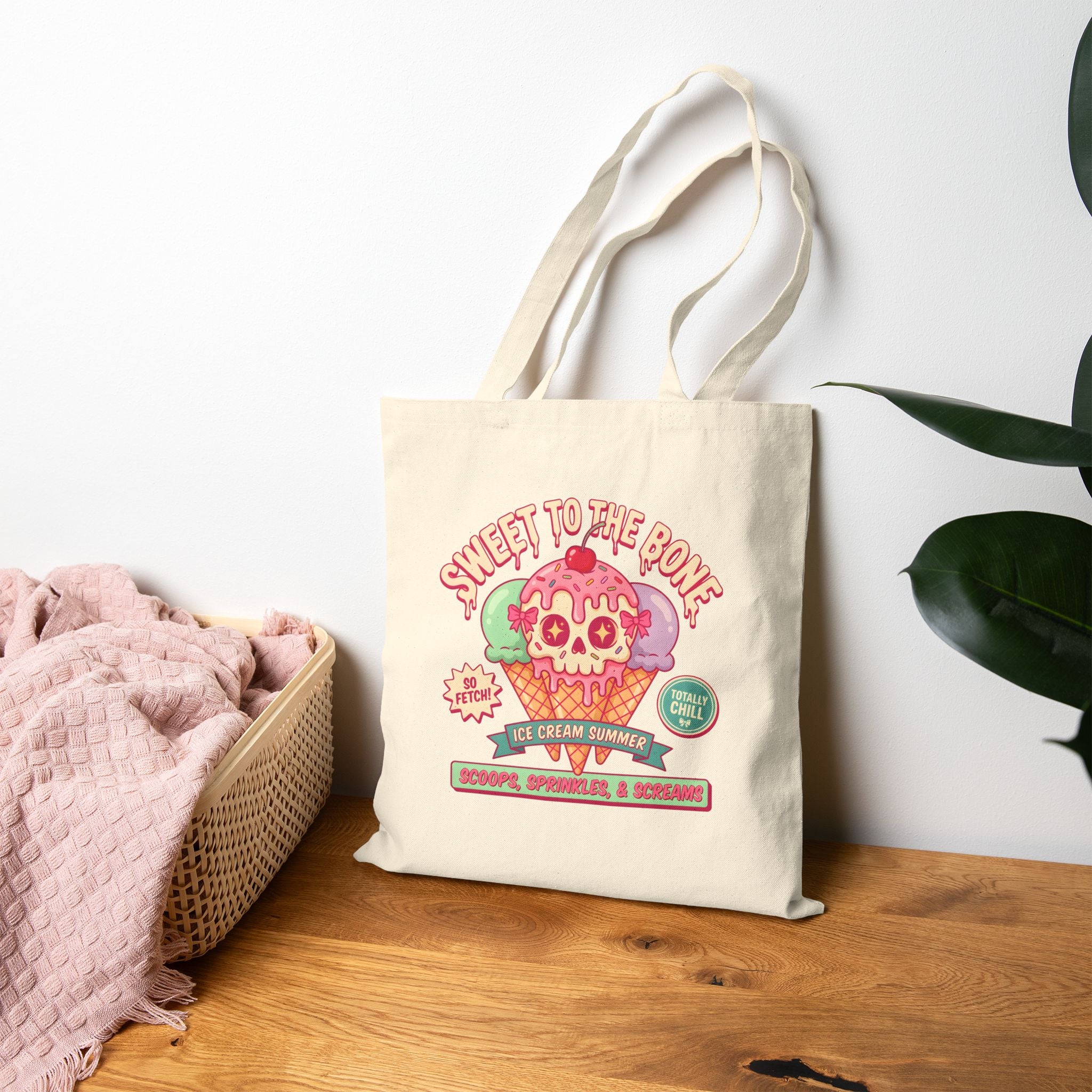 MsDembeauty Summer Collection: Ice Cream Skull Tote Bag