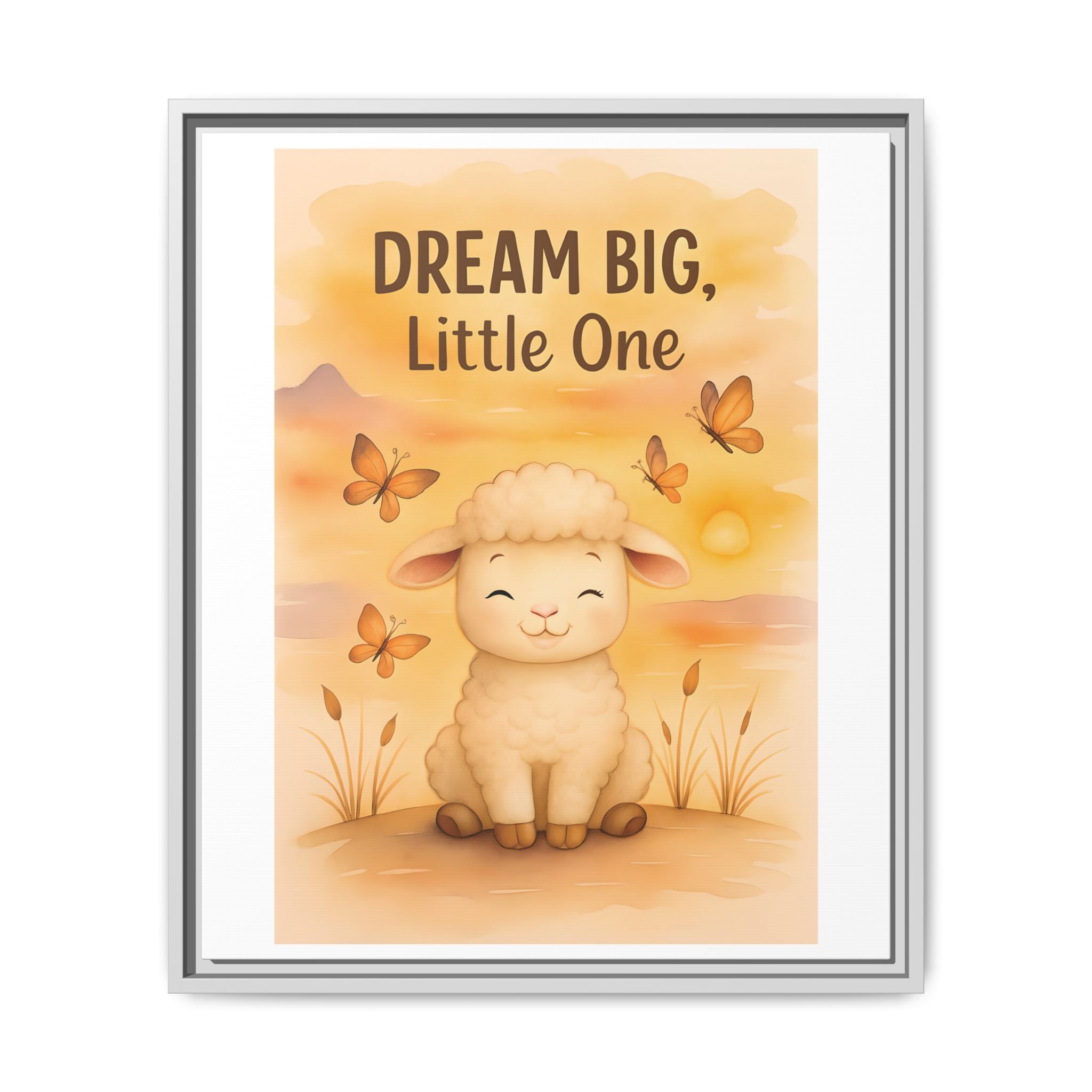 Framed Baby Sheep Nursery Wall Art, AI Generated, Sheep Décor, 'Dream Big, Little One' Animal Nursery Art, Cute Farm Theme, Baby Room Décor, Nursery Gift