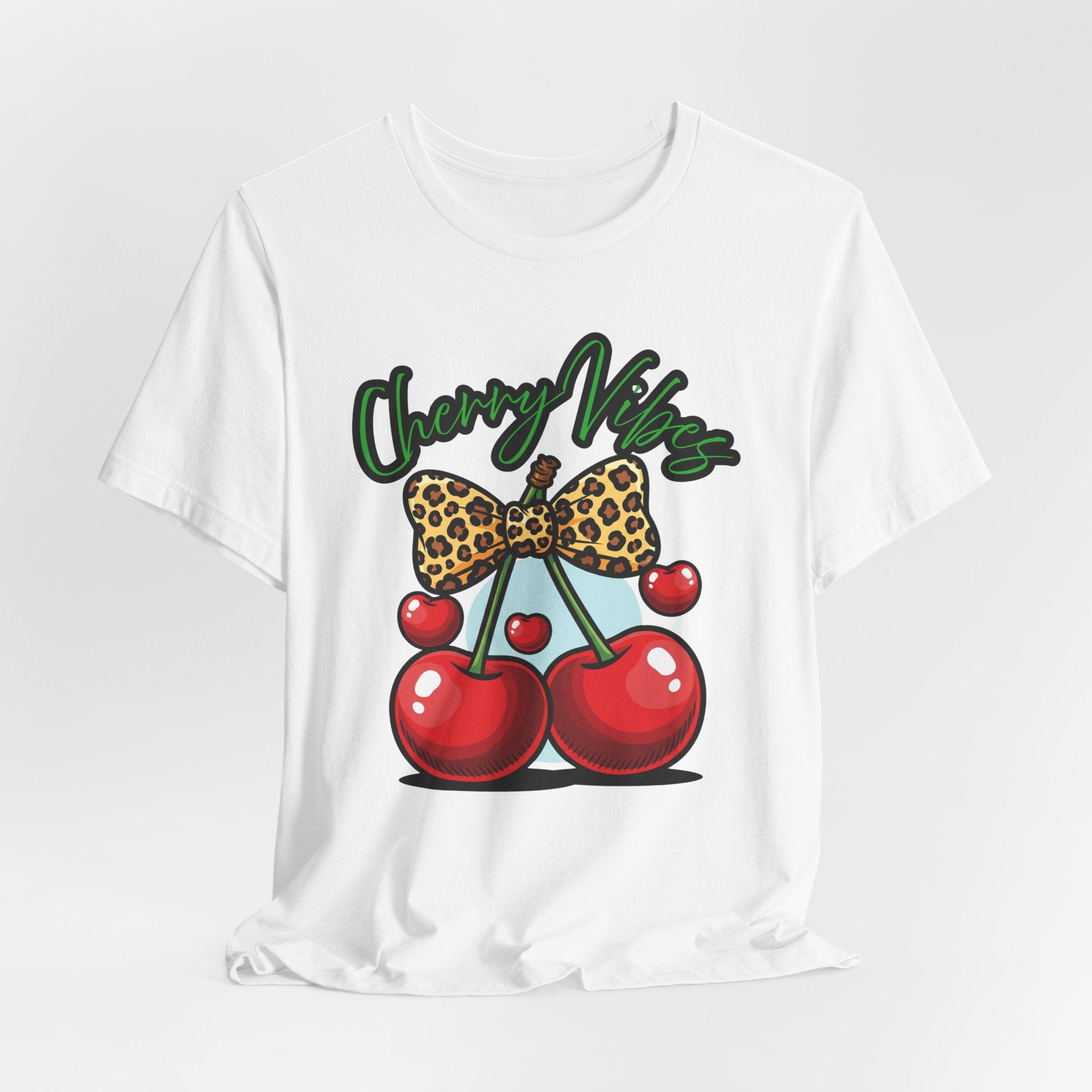 Cherry Vibes Short Sleeve Tee, Fun Graphic T-Shirt, Summer Style, Cute Gift for Friends, Party Top, Festival Wear
