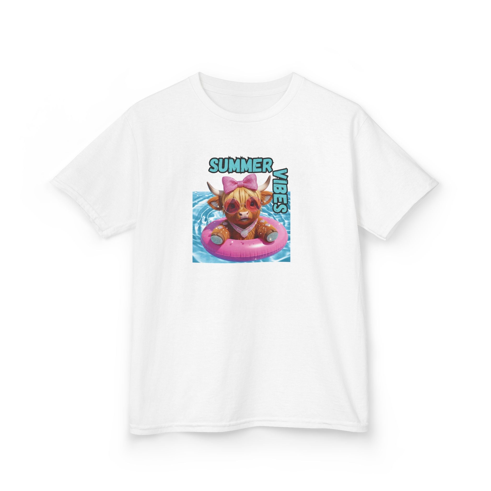Girl's Summer Vibes Kids Tee | Fun Summer T-Shirt for Kids, Beach Shirt, Vacation Tee, Pool Party Gift