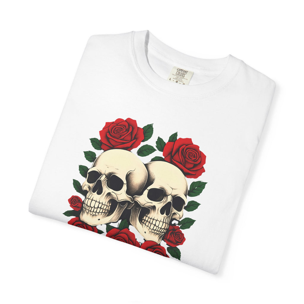 Stylish Skull & Rose Unisex T-shirt, Grunge Tee, Unisex Casual Wear, Unique Graphic Top, Gift for Goths, Time to Bloom Apparel