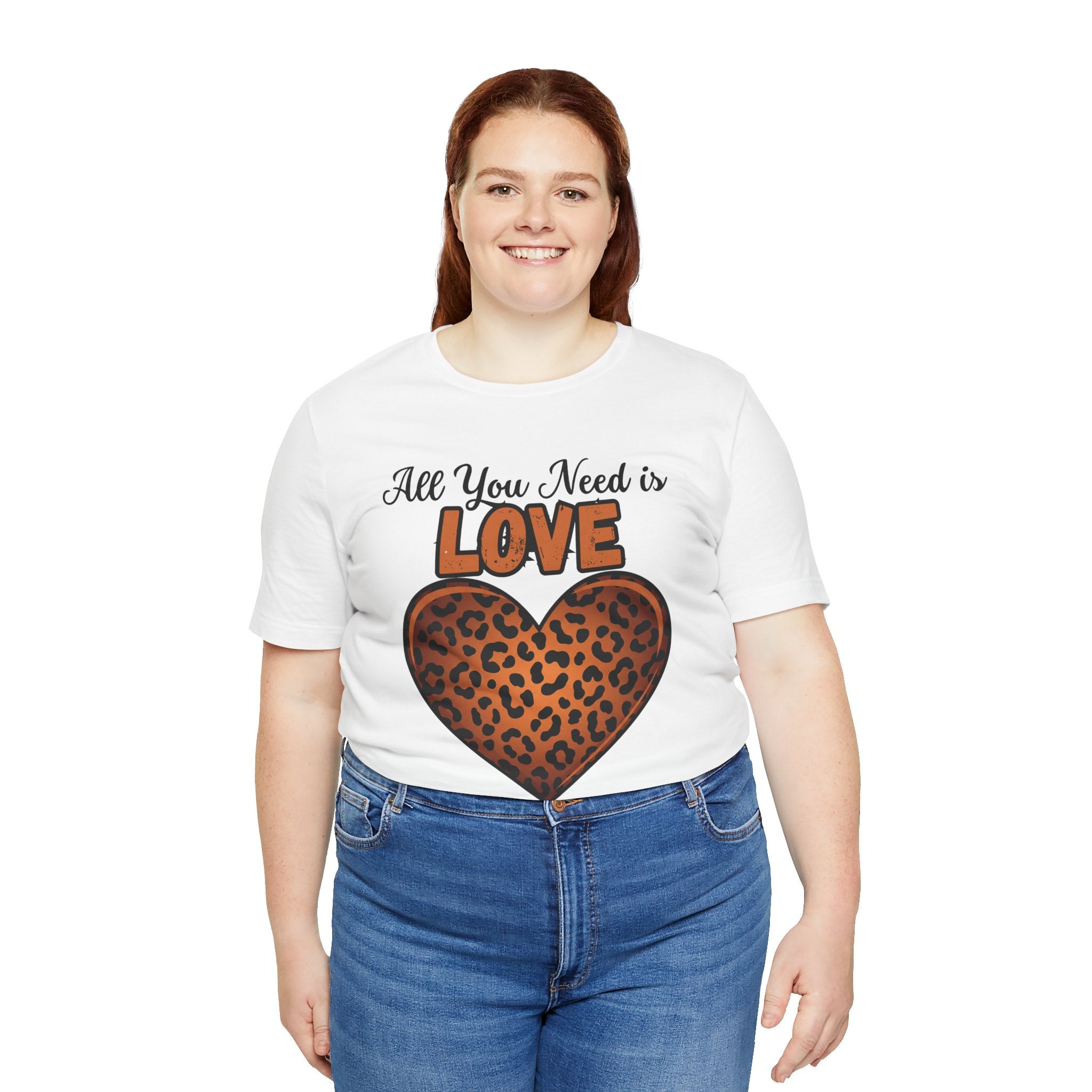 Heartfelt Love Leopard Print Tee, Cute Casual Top, Love Collection