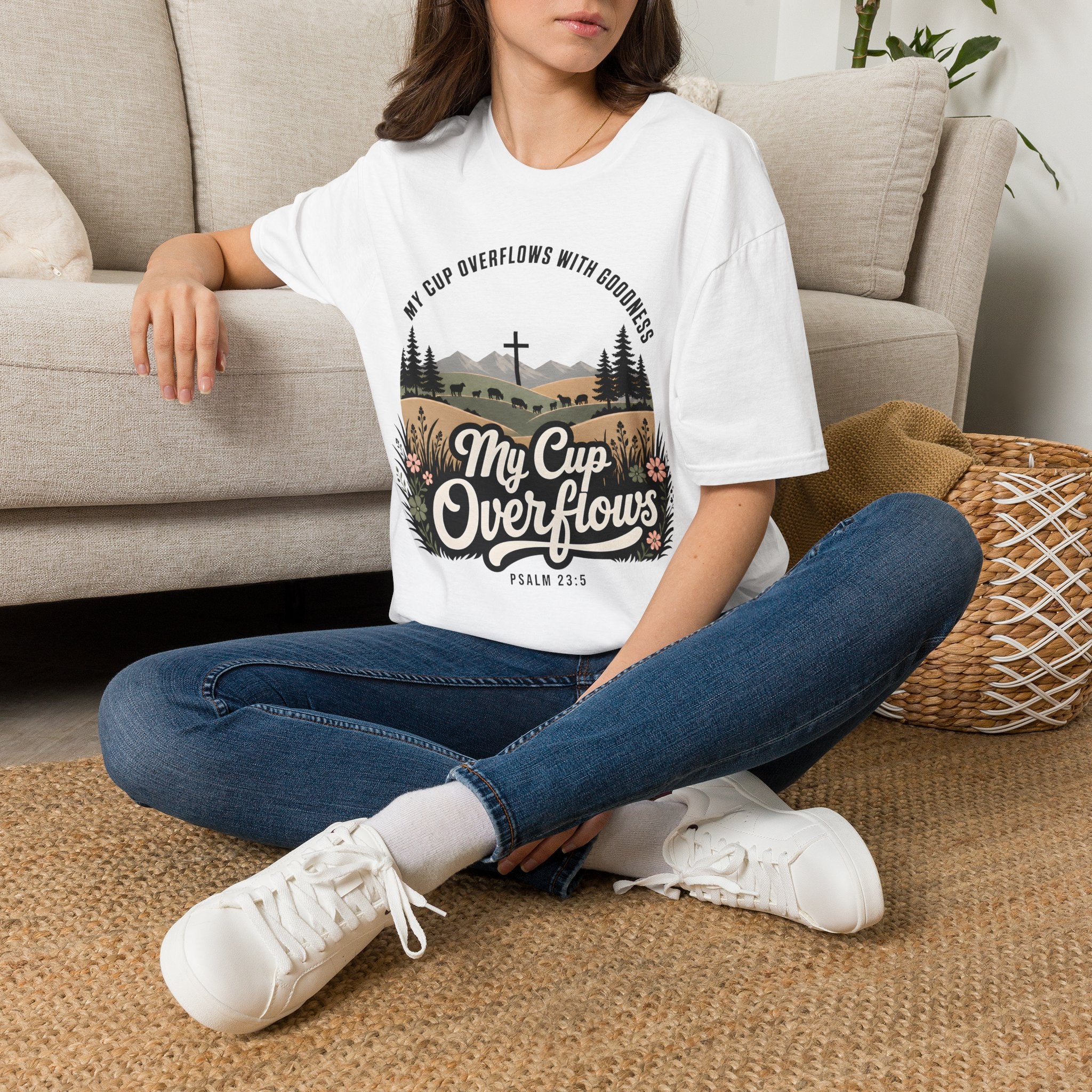 My Cup Overflows Christian shirt, Psalm 23:5 Scripture Tee