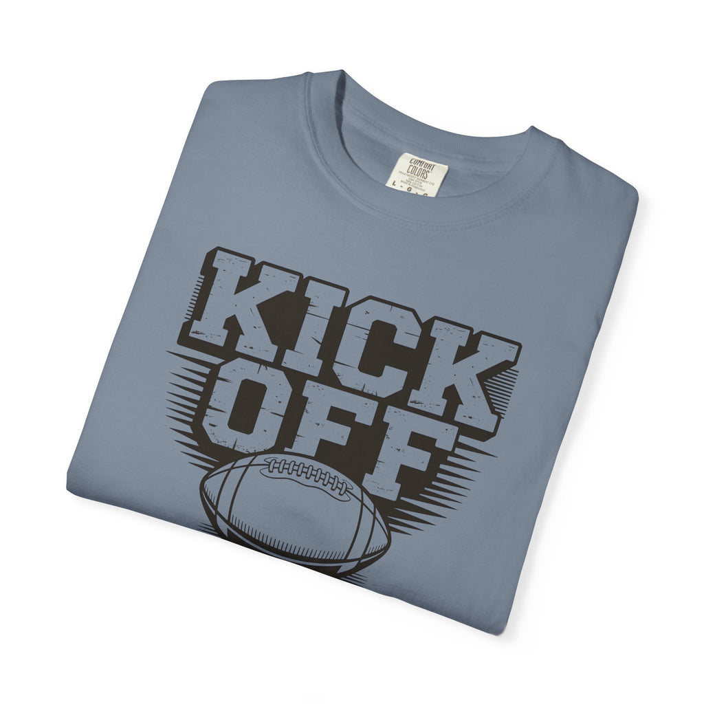 Kick Off Unisex Garment-Dyed T-shirt for Sports Lovers, Football Fans, Casual Wear, Gift Idea, Game Day Apparel