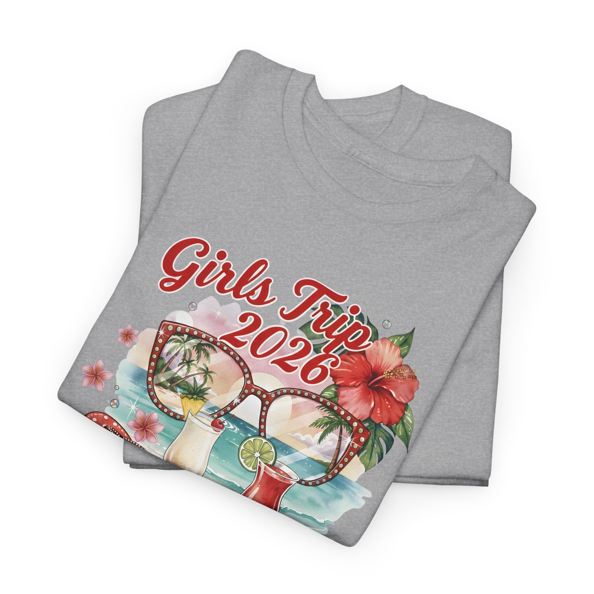Girls Trip 2026 T-Shirt | Tropical Hibiscus Beach Design Shirt