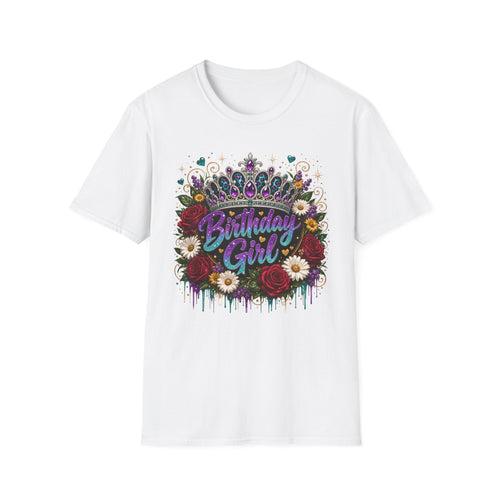 Birthday Girl Floral Tee — Sparkling Tiara & Roses Birthday T-Shirt