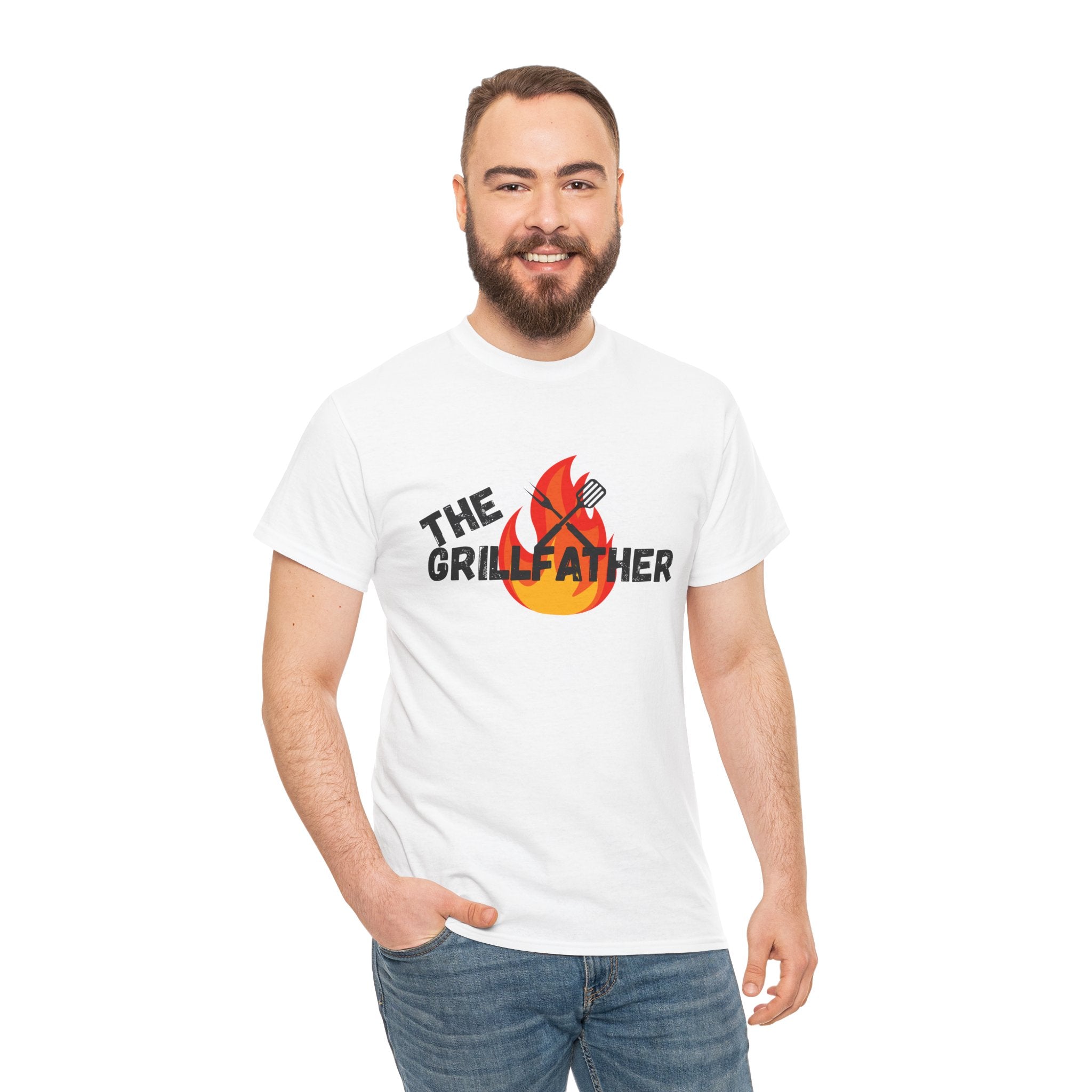 The Grillfather Tee - Perfect for BBQ Lovers, Father's Day, Cookouts, Unisex Cotton T-Shirt, Grilling Apparel, Gift for Dad