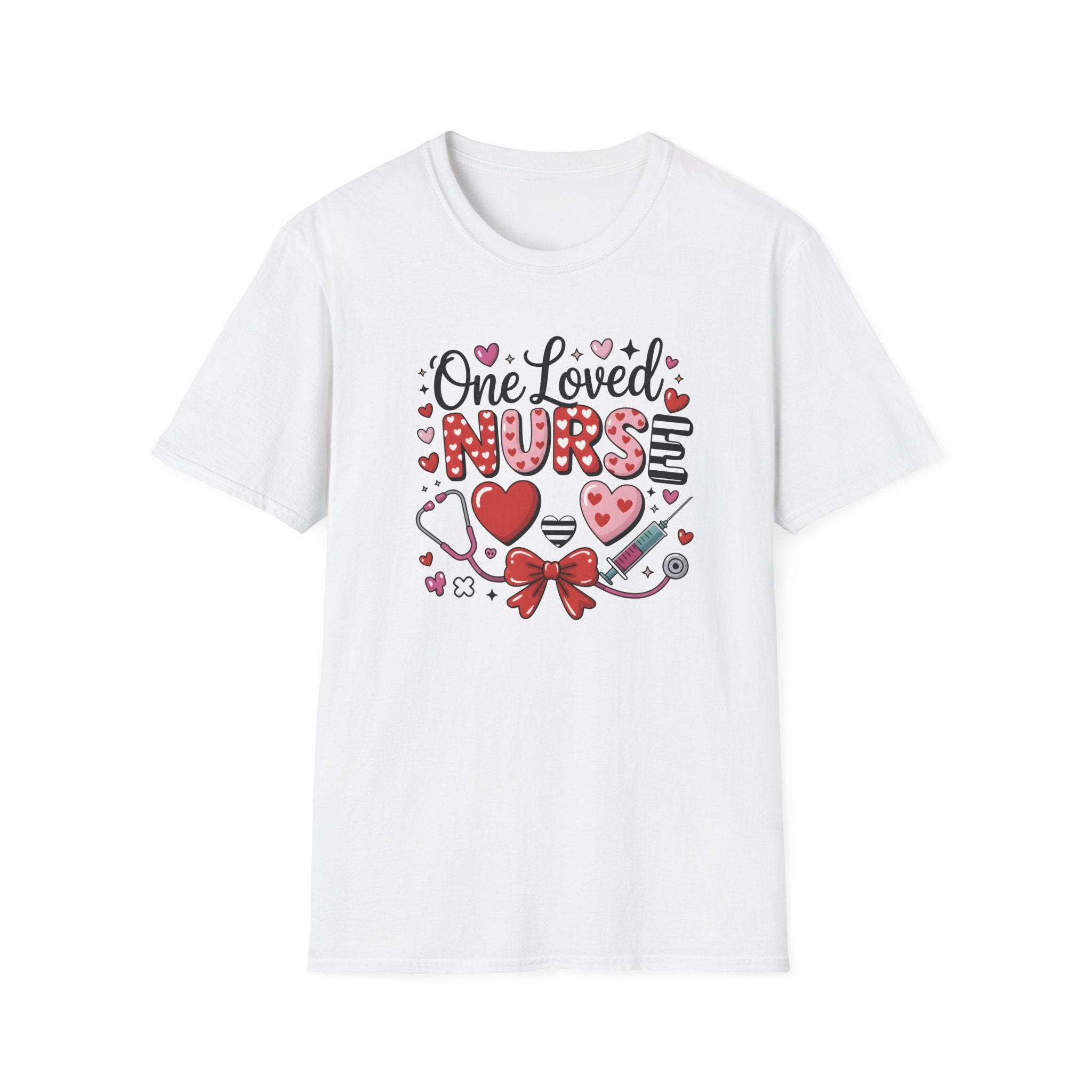 Nurse T-Shirt — "One Loved Nurse" Cute Heart & Stethoscope Gift Tee