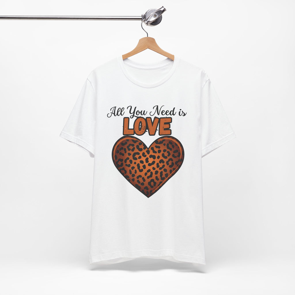 Heartfelt Love Leopard Print Tee, Cute Casual Top, Love Collection