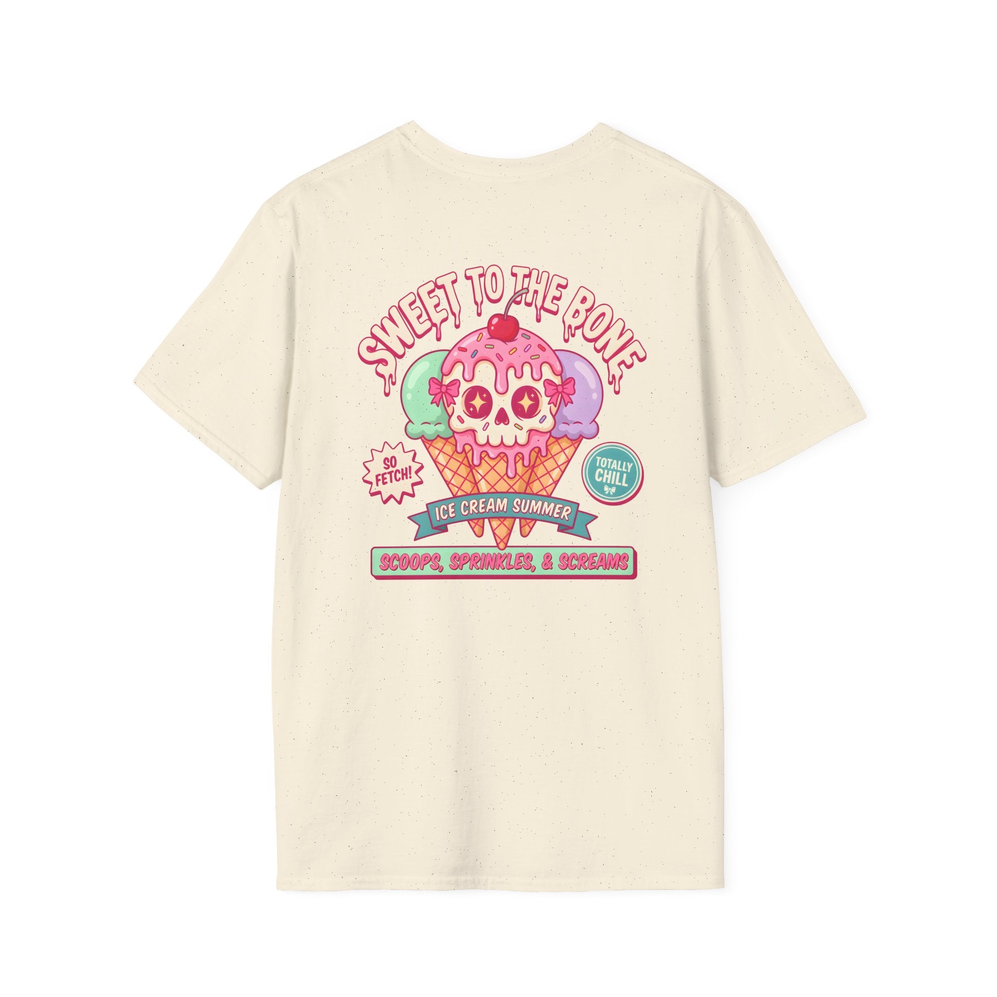 MsDembeauty Summer Collection: Ice Cream Skull T-Shirt — Cute Pastel Retro Graphic Front and Back Tee