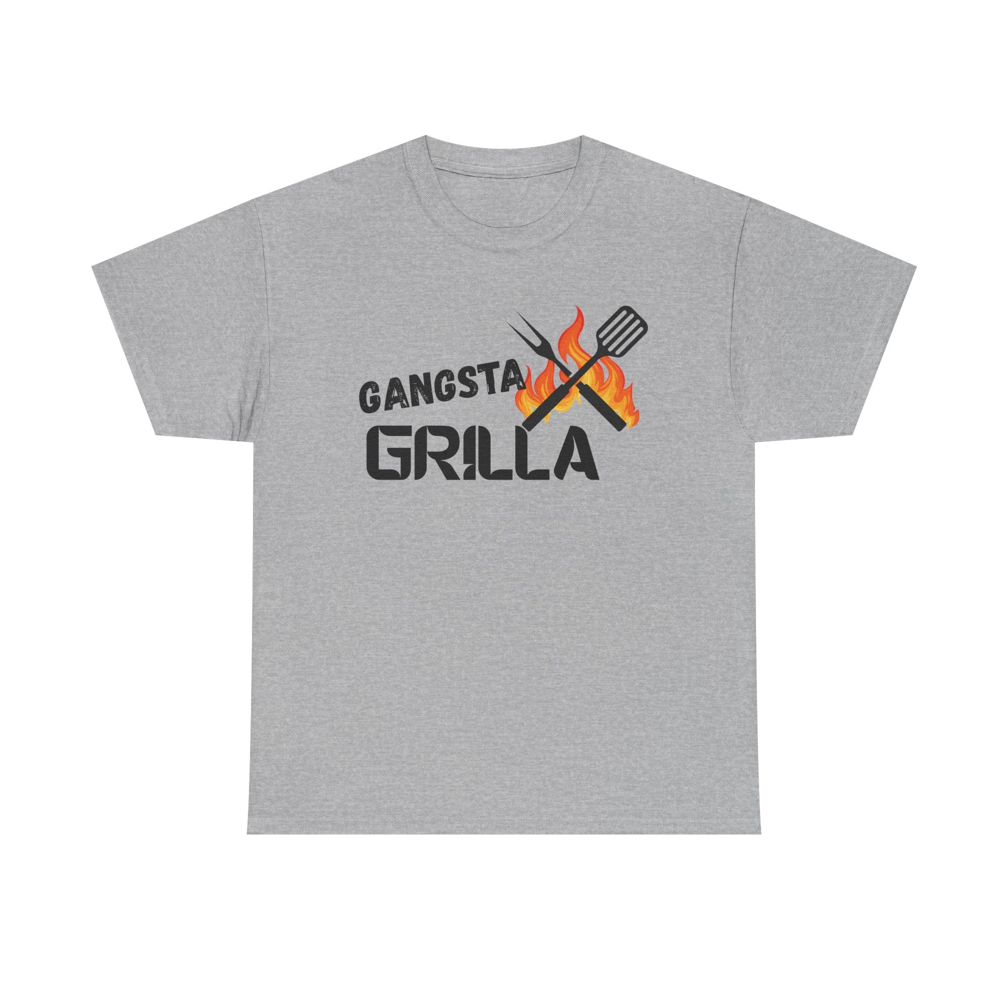 Gangsta Grilla BBQ Unisex Heavy Cotton Tee, Grilling Shirt, Cooking Gift, Father's Day Apparel, Summer BBQ Outfit, Foodie Tee