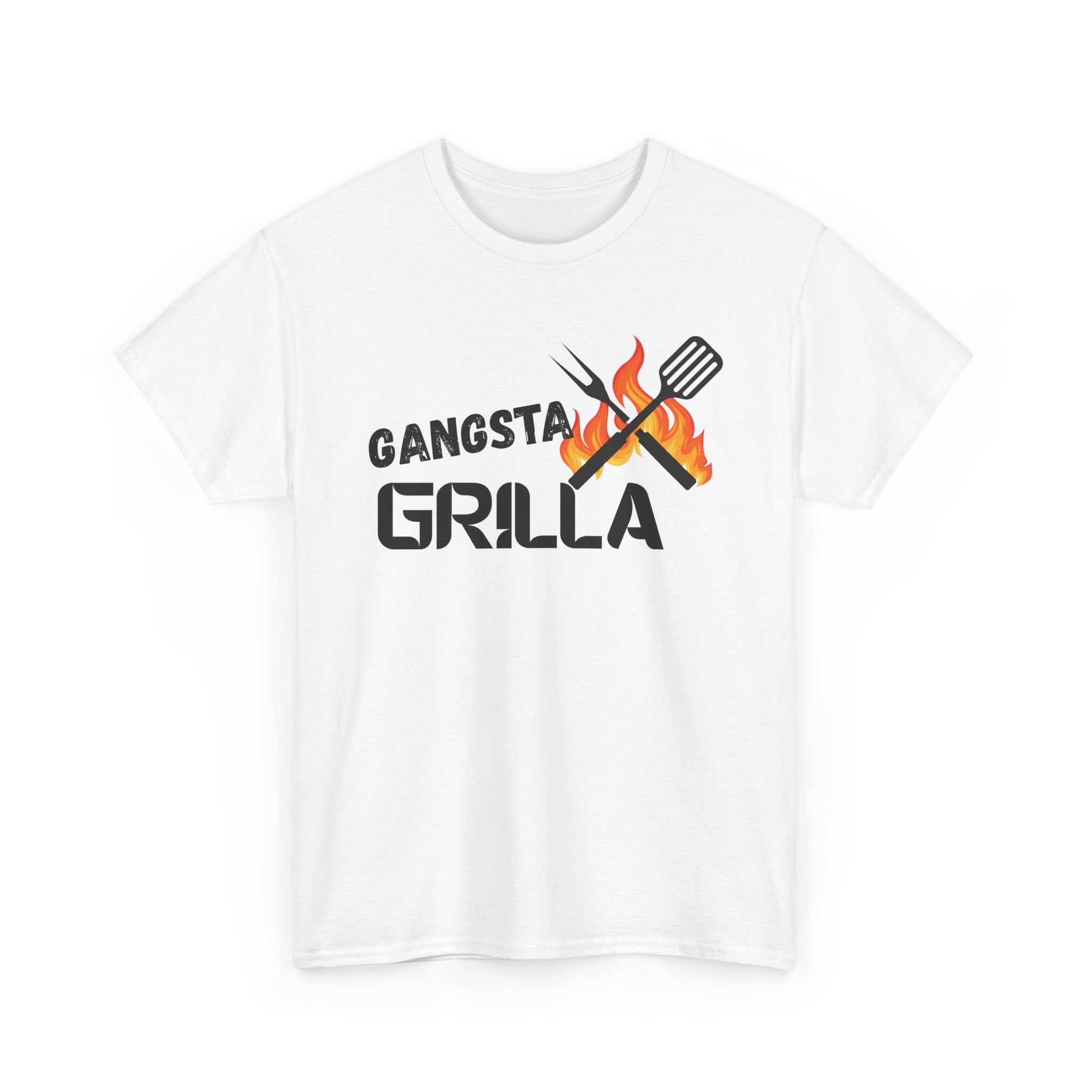Gangsta Grilla BBQ Unisex Heavy Cotton Tee, Grilling Shirt, Cooking Gift, Father's Day Apparel, Summer BBQ Outfit, Foodie Tee