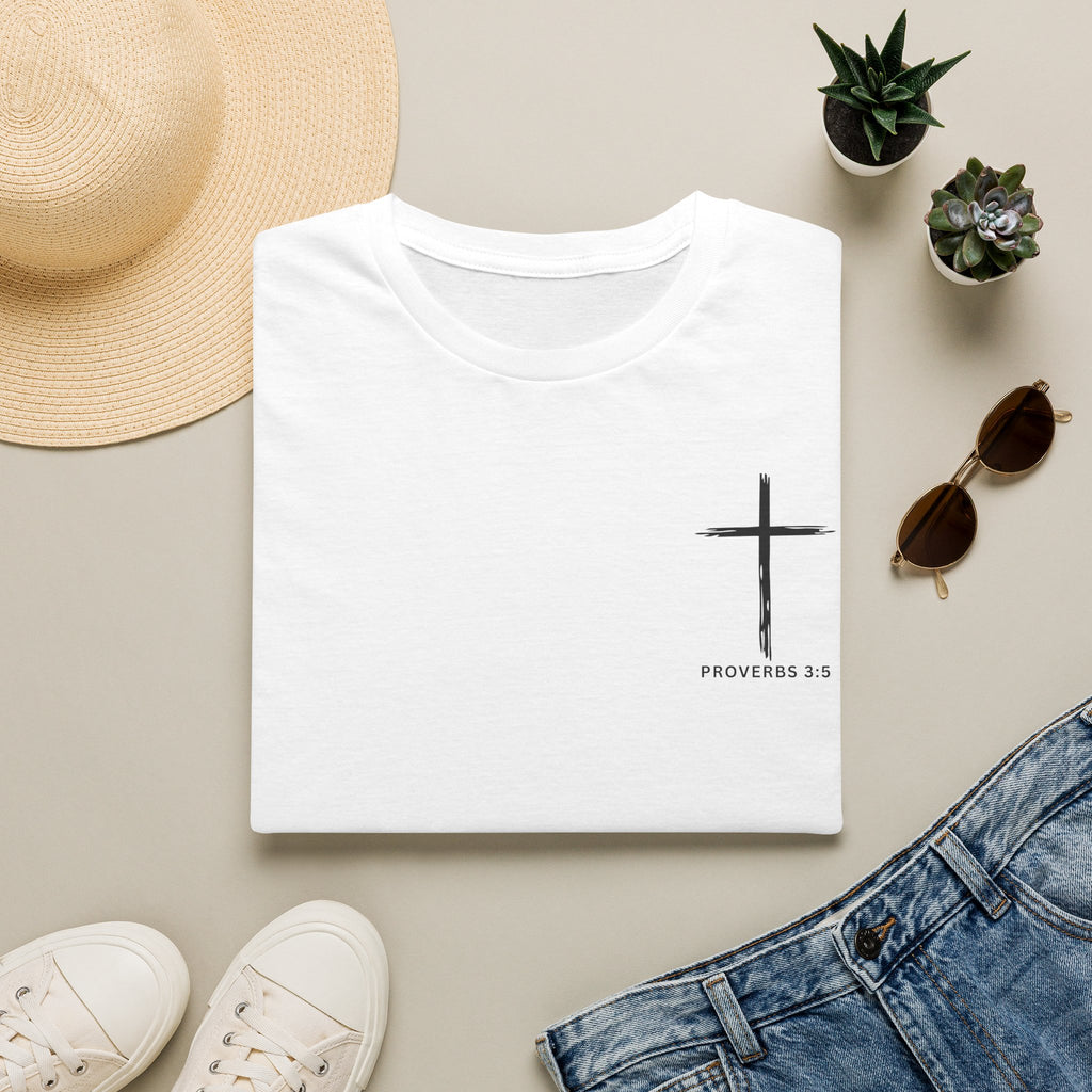 Proverbs 3:5 Front and Back Scripture Tshirt, Christian Faith Shirt, Trust In Him Unisex Tee