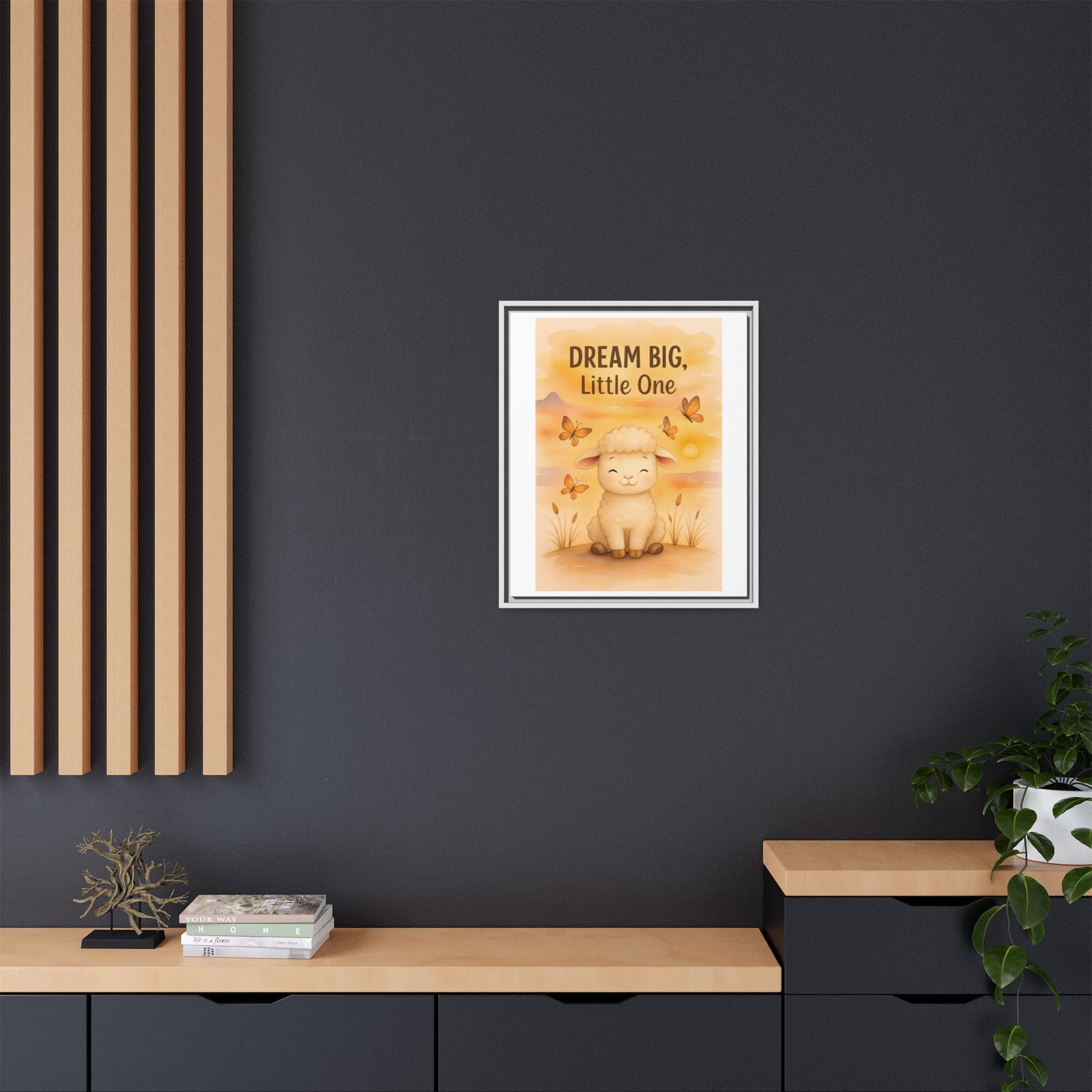 Framed Baby Sheep Nursery Wall Art, AI Generated, Sheep Décor, 'Dream Big, Little One' Animal Nursery Art, Cute Farm Theme, Baby Room Décor, Nursery Gift
