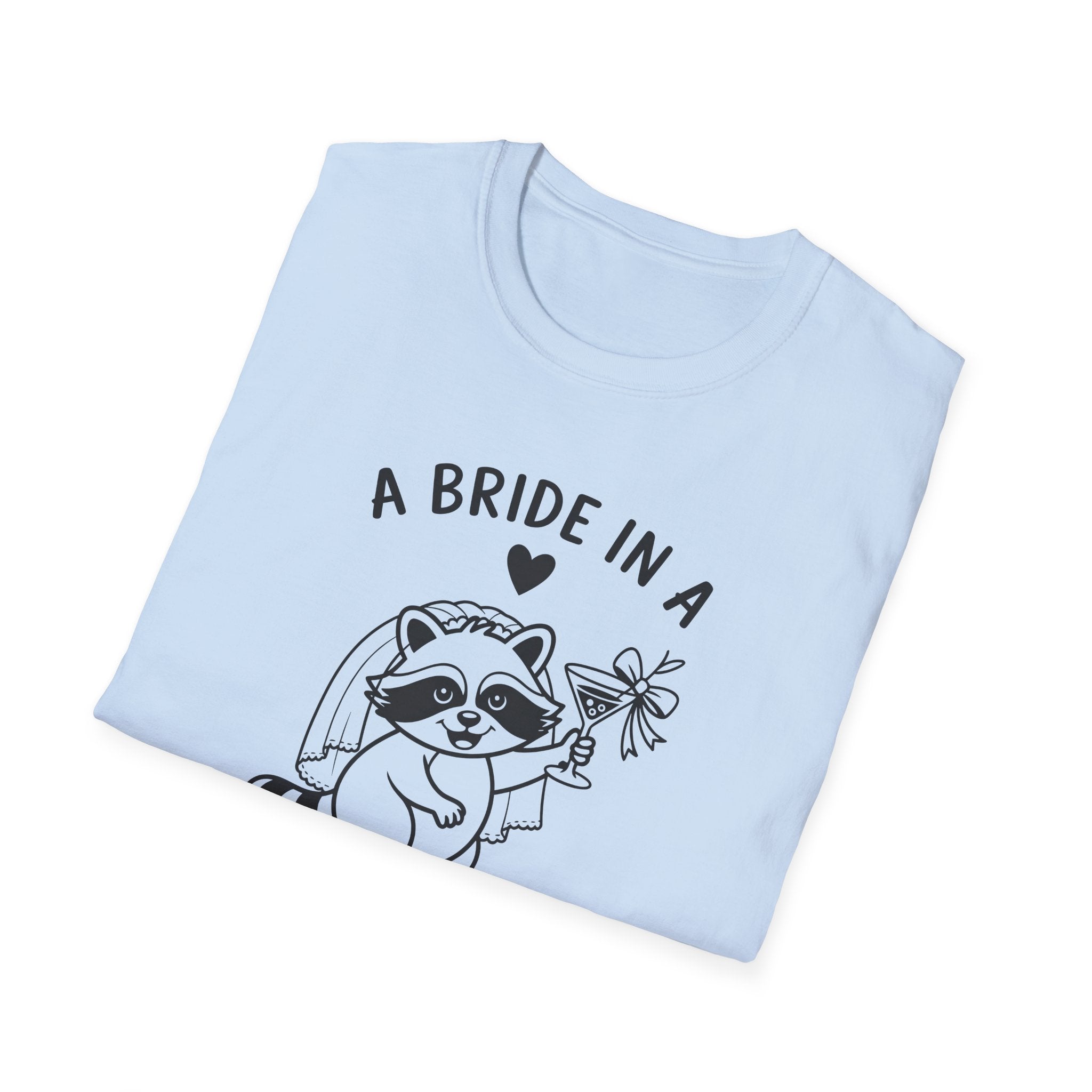 Bride T-Shirt — “A Bride in a Tini Bit” Cute Raccoon Bridal Tee