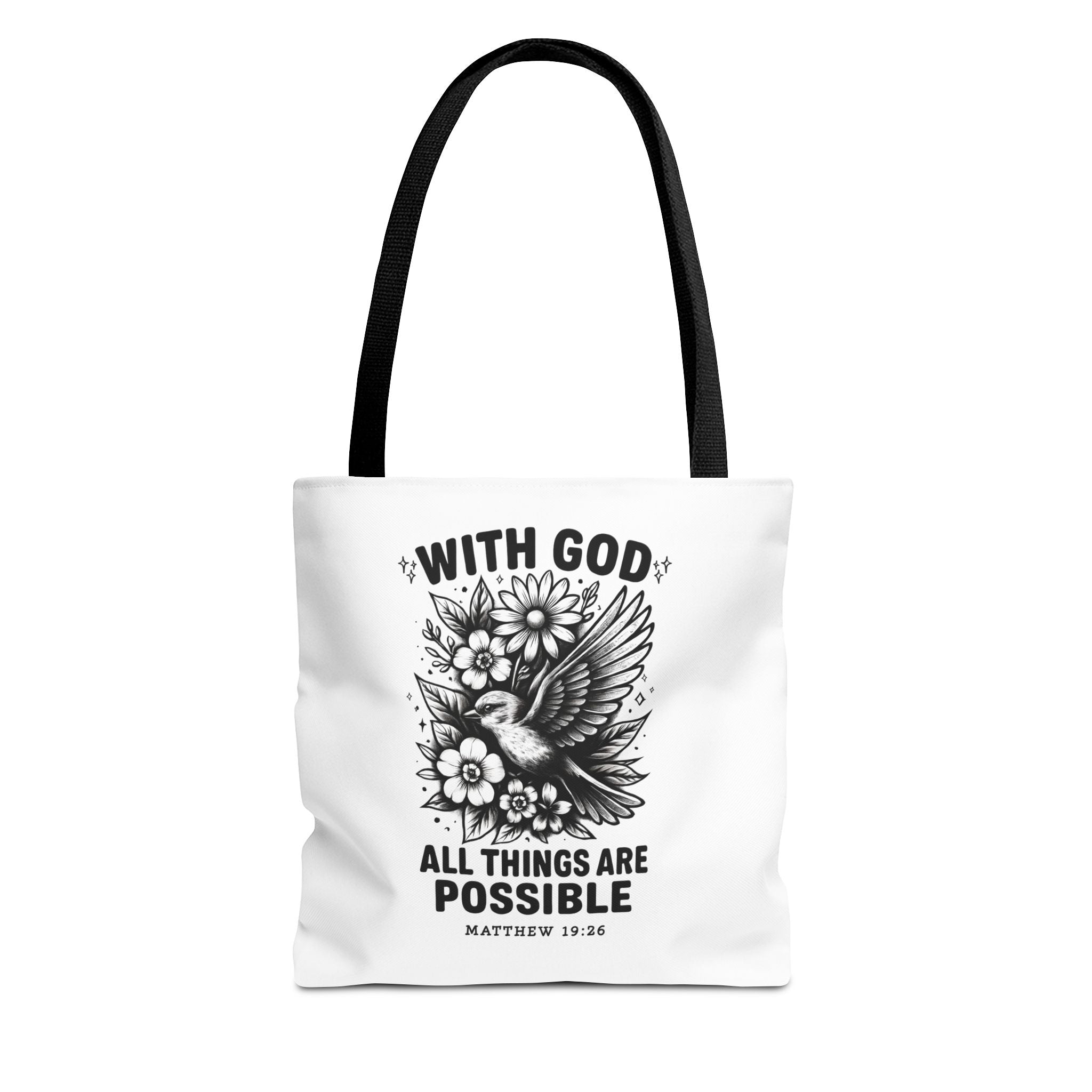 Matthew 19 26 Christian Tote Bag, Bible Verse Tote, Inspirational Tote Bag, Faith Tote, Scripture Tote, Gift for Believers