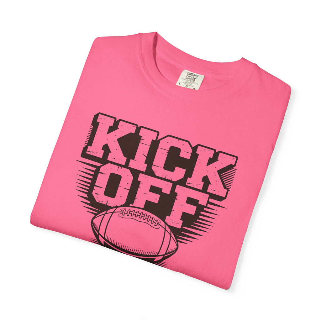 Kick Off Unisex Garment-Dyed T-shirt for Sports Lovers, Football Fans, Casual Wear, Gift Idea, Game Day Apparel