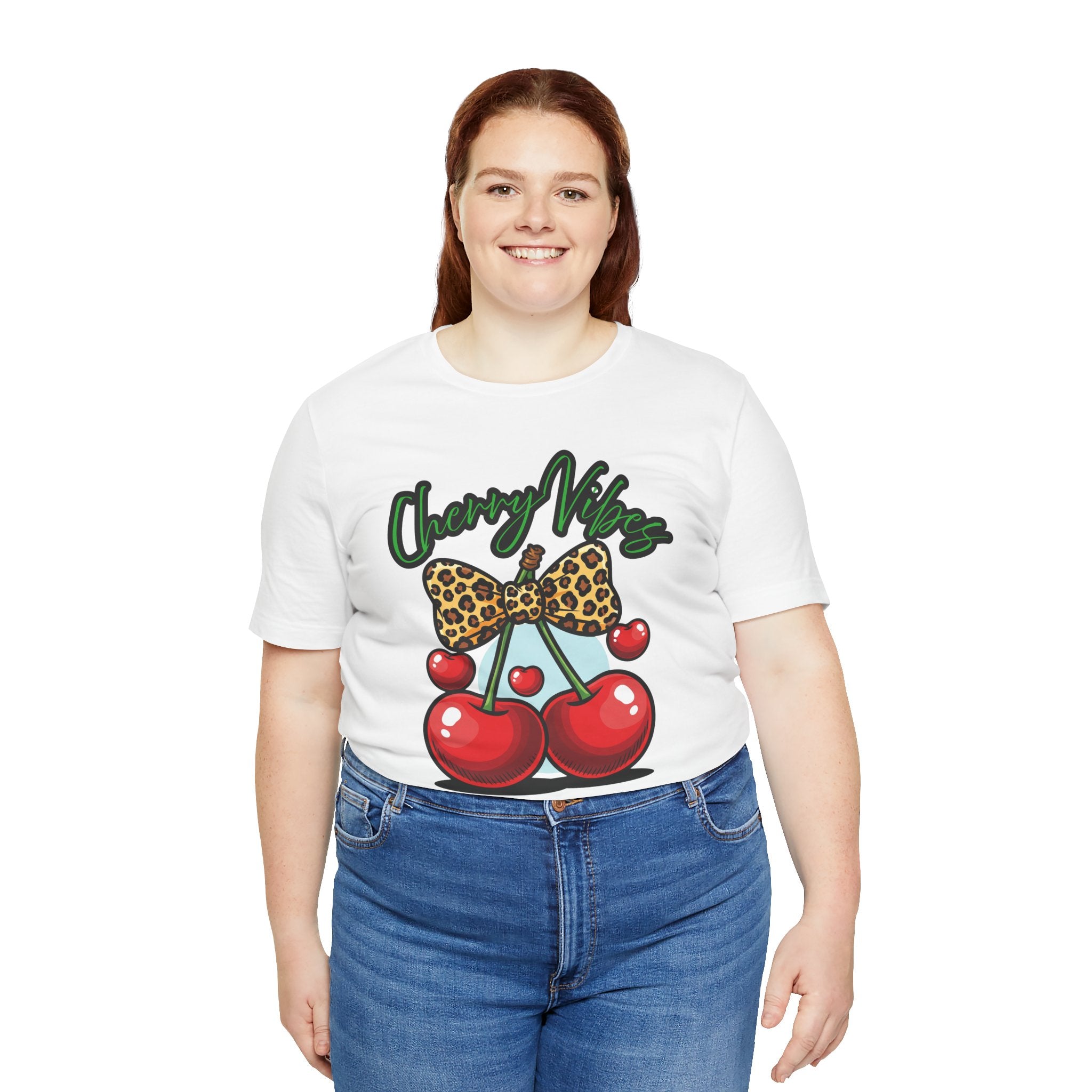 Cherry Vibes Short Sleeve Tee, Fun Graphic T-Shirt, Summer Style, Cute Gift for Friends, Party Top, Festival Wear