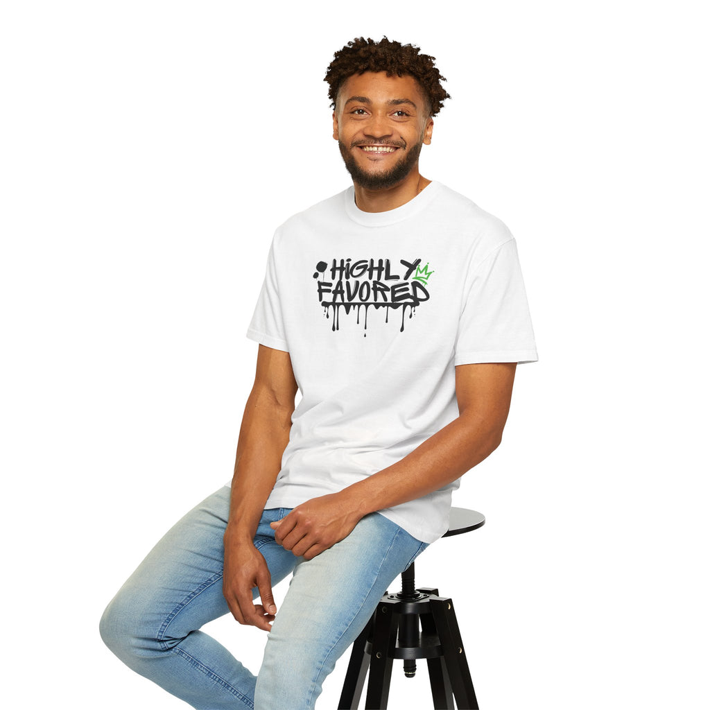 I'M Highly Favored Unisex T-Shirt, Casual Streetwear Tee, Graffiti Art Shirt, Gift for Artists, Motivational Graphic Tee