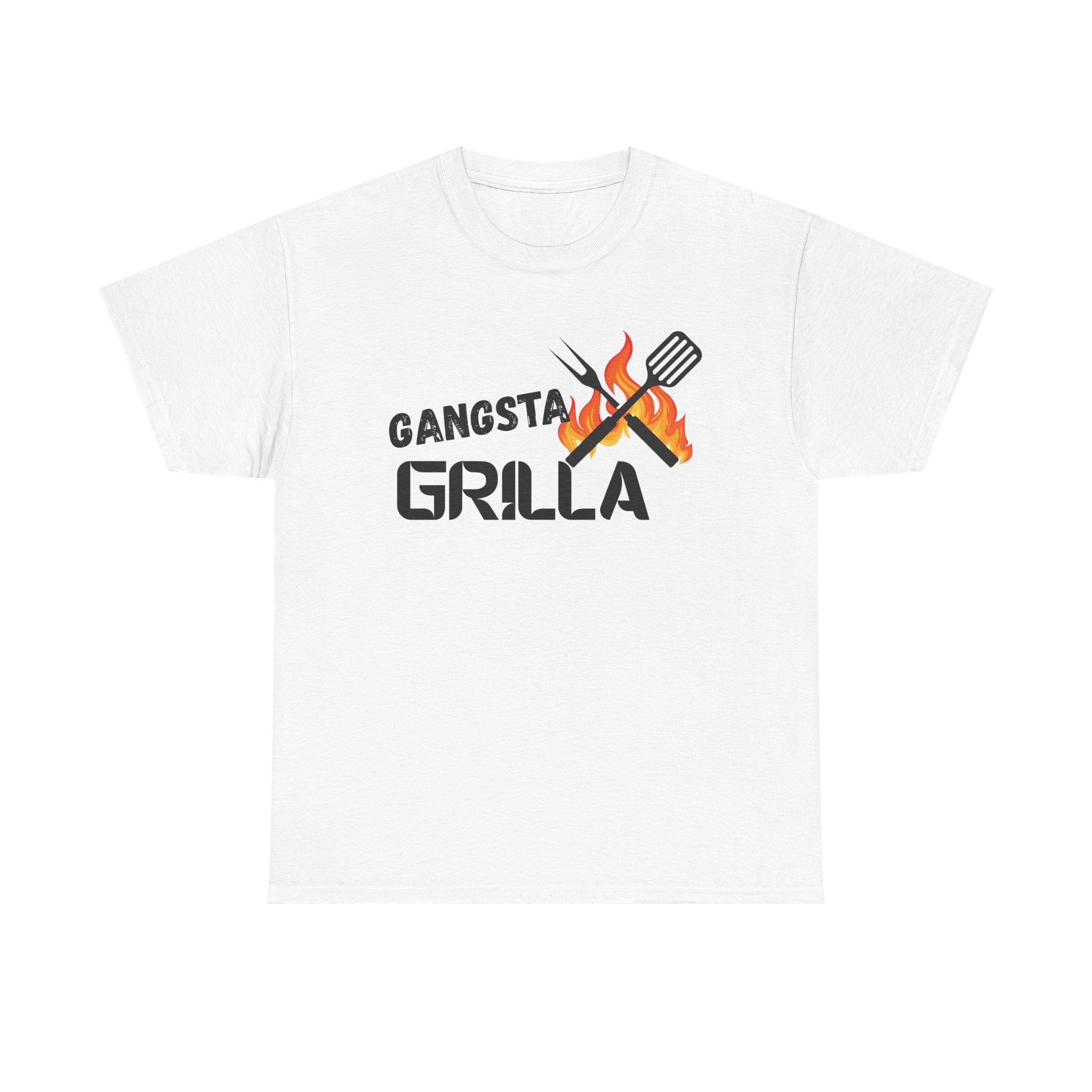 Gangsta Grilla BBQ Unisex Heavy Cotton Tee, Grilling Shirt, Cooking Gift, Father's Day Apparel, Summer BBQ Outfit, Foodie Tee