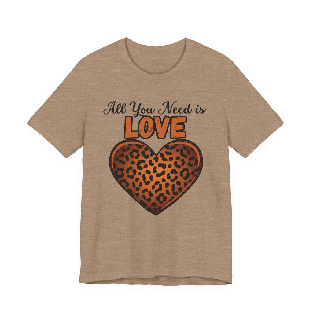 Heartfelt Love Leopard Print Tee, Cute Casual Top, Love Collection
