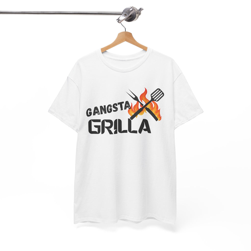 Gangsta Grilla BBQ Unisex Heavy Cotton Tee, Grilling Shirt, Cooking Gift, Father's Day Apparel, Summer BBQ Outfit, Foodie Tee
