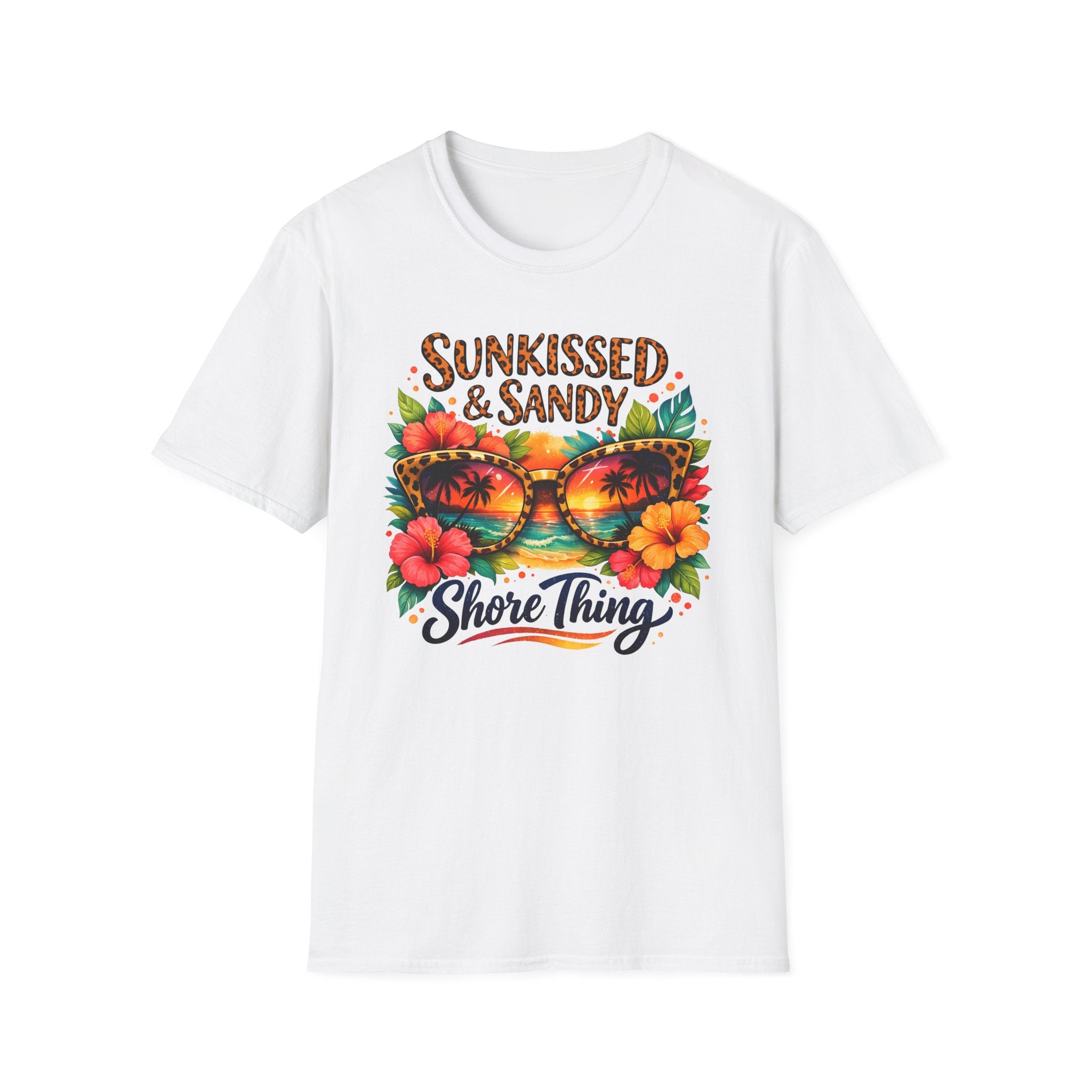 Sunkissed & Sandy Shore Thing T-Shirt | Tropical Sunglasses Floral Beach Design