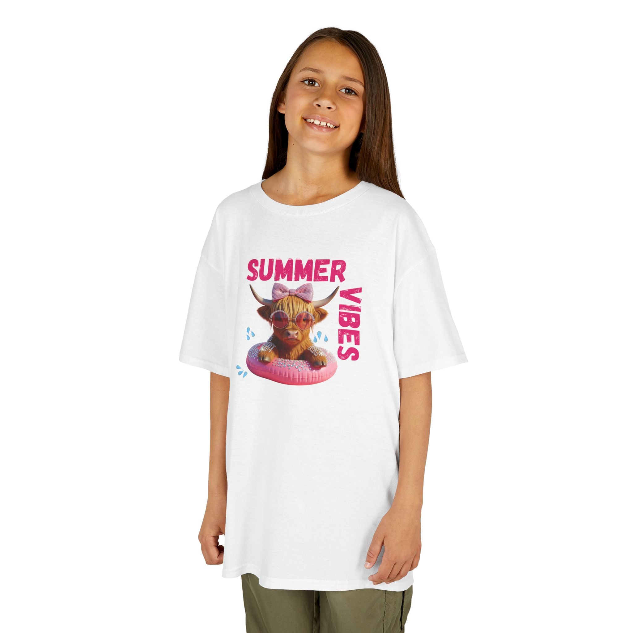 Girl's Summer Vibes Tee, Fun Cotton Shirt, Beach Wear, Vacation Outfit, Children's T-Shirt, Gifts for Kids