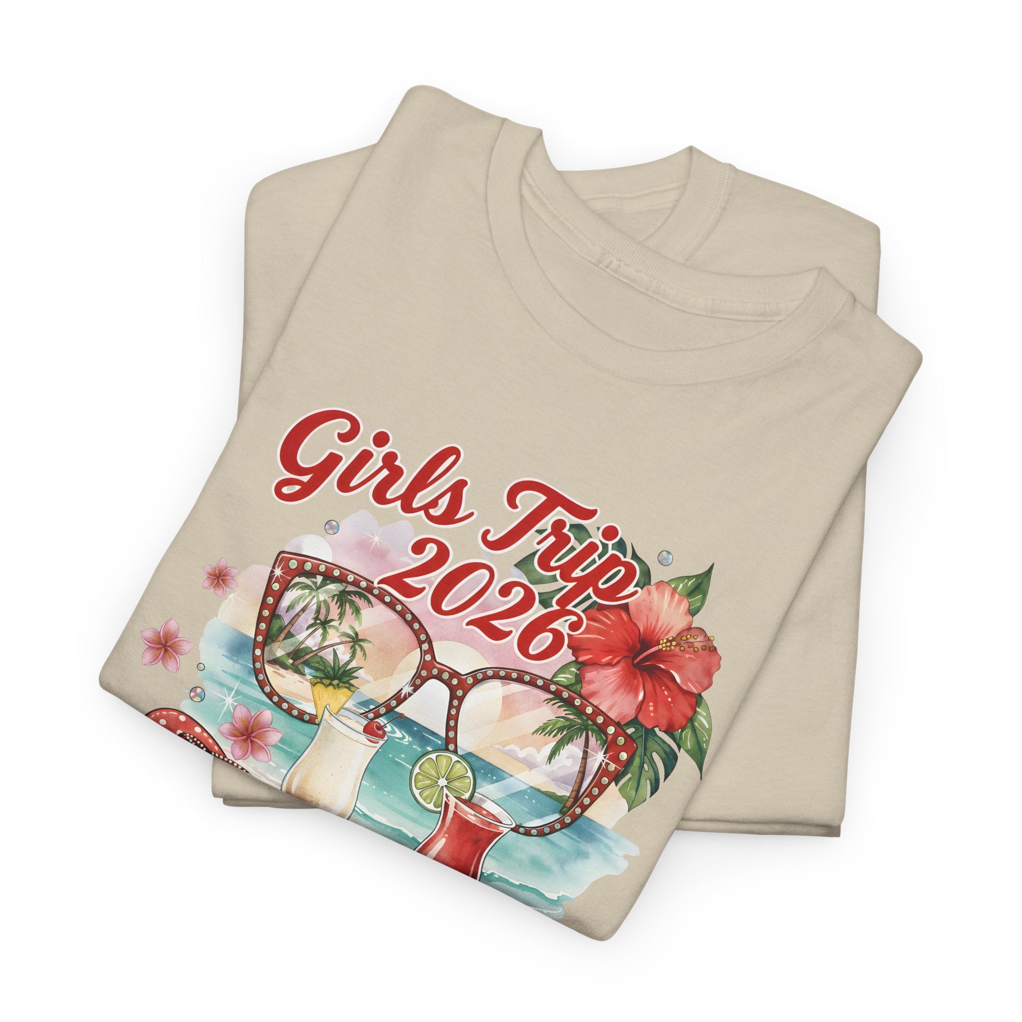 Girls Trip 2026 T-Shirt | Tropical Hibiscus Beach Design Shirt