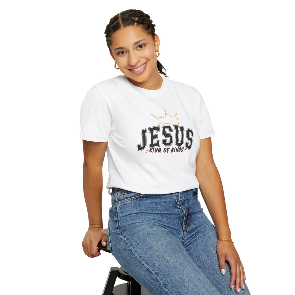 Jesus King of Kings T-Shirt, Unisex Garment Dyed Tee, Christian Apparel, Faith-Based Gift, Casual Wear, Religious T-Shirt