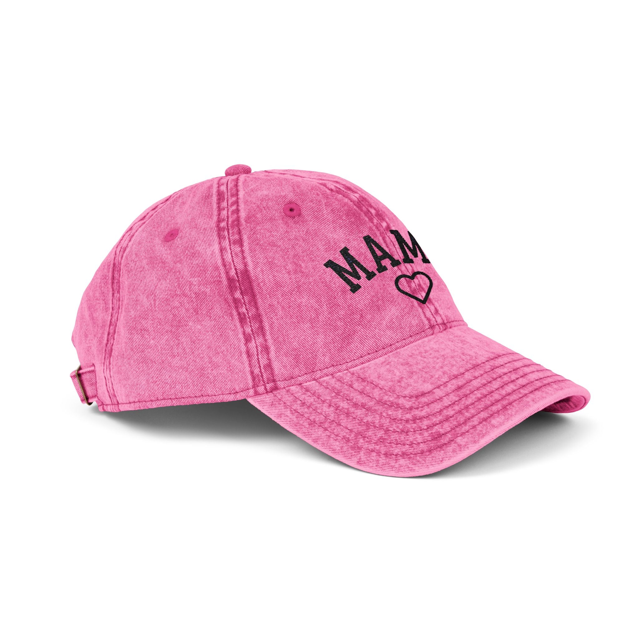 Embroidered Mama Heart Baseball Cap | Vintage Washed Hat with Outlined Heart On Back